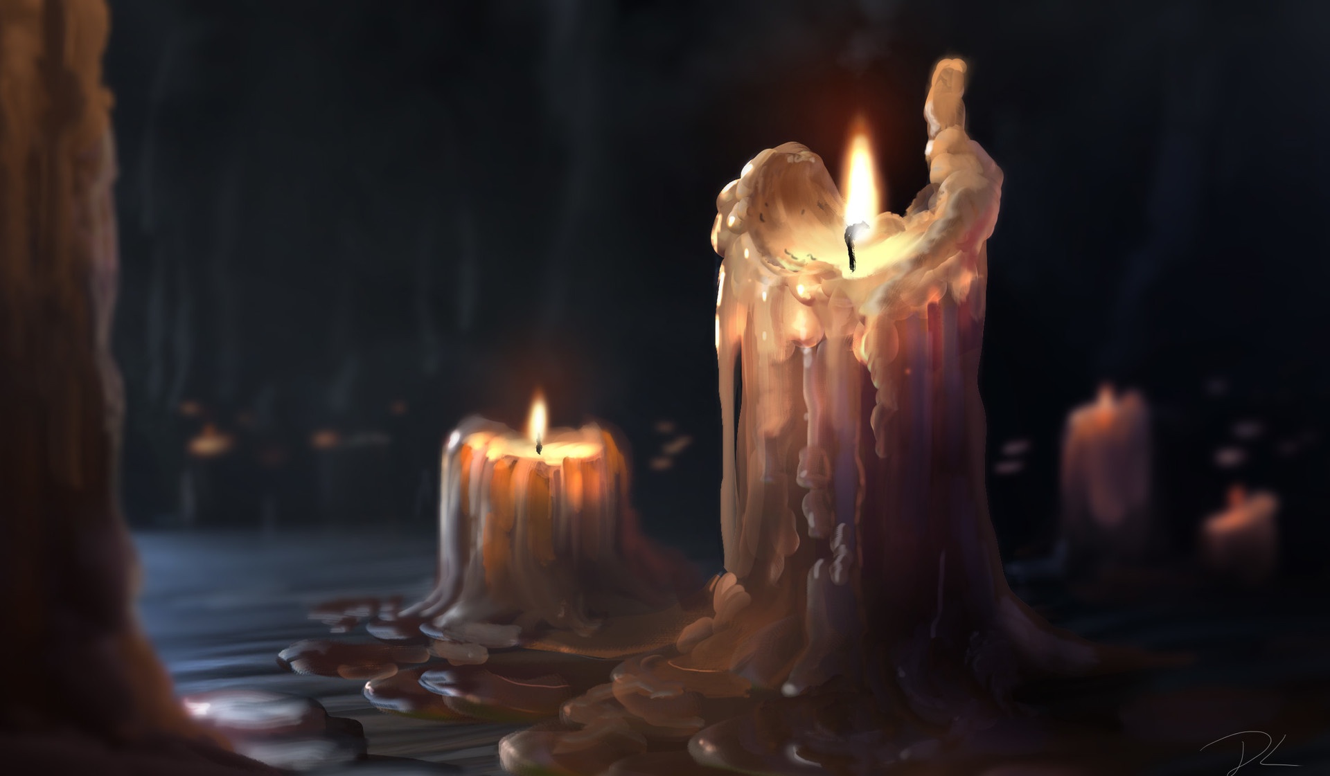 Artwork ArtStation Candles Burning Wax 1920x1121