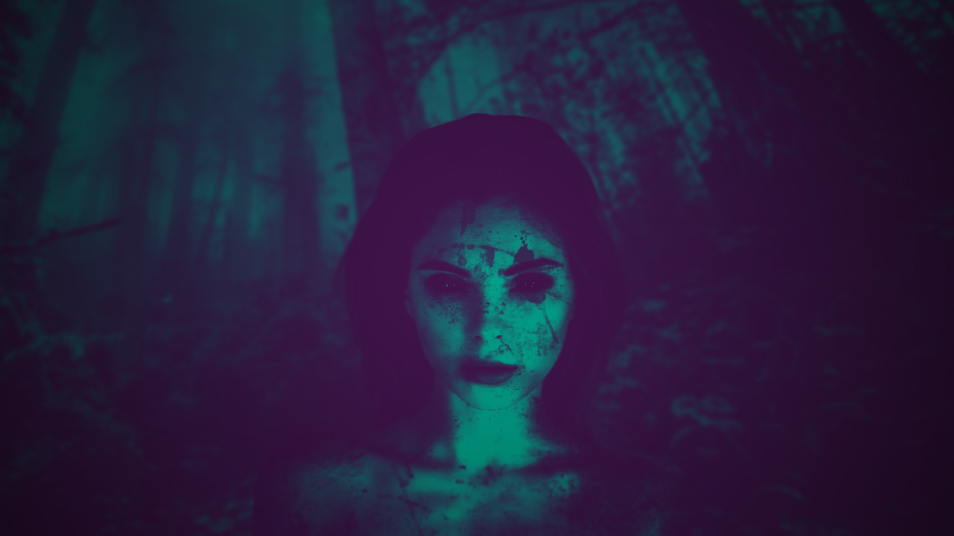 Photoshop Women Nature Outdoors Horror Creepy Dark Eyes Night Face Looking At Viewer Deep Forest Bla 1920x1080