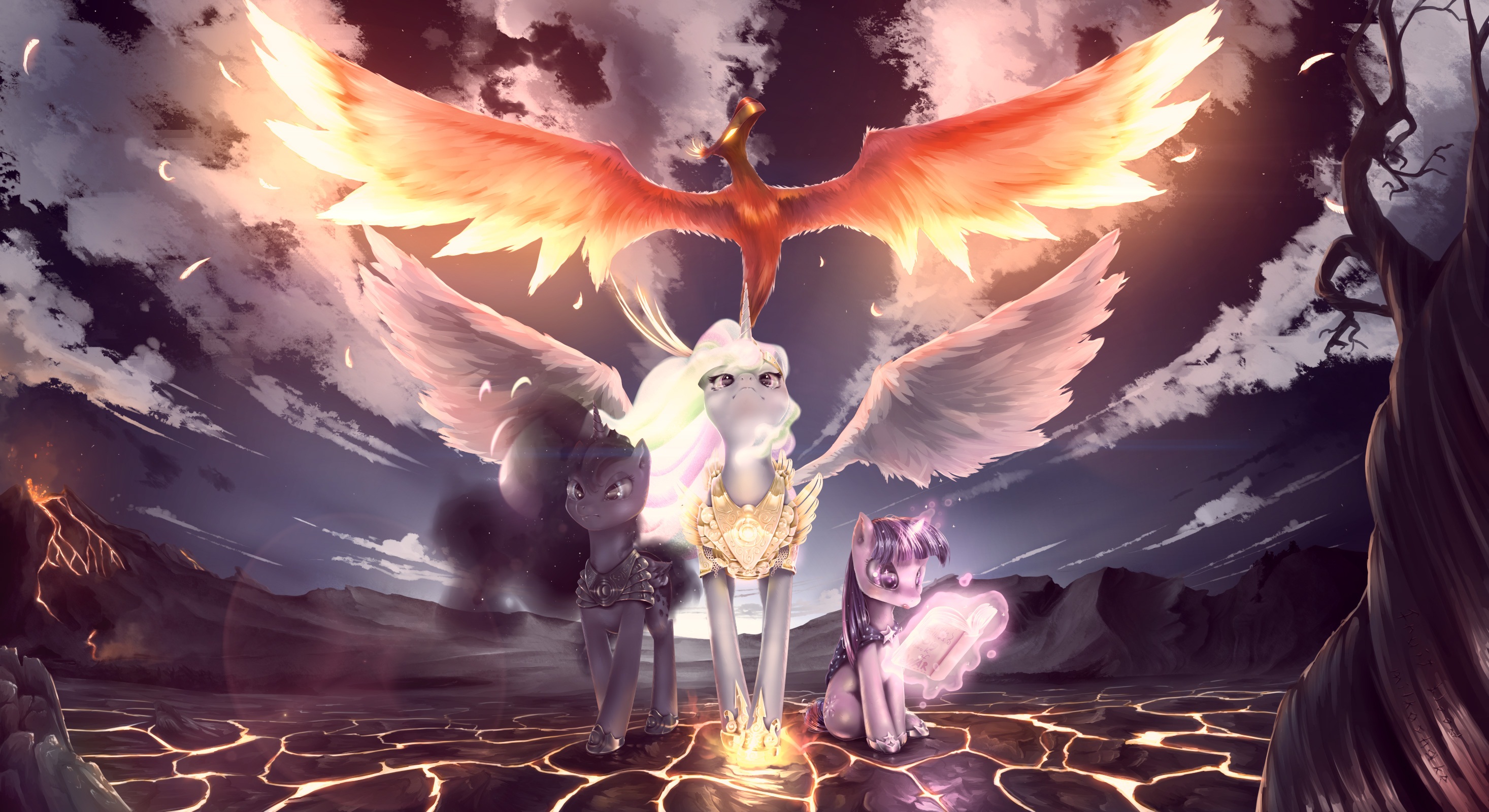 Twilight Sparkle Princess Celestia Princess Luna My Little Pony Phoenix Magic Twilight 2933x1600
