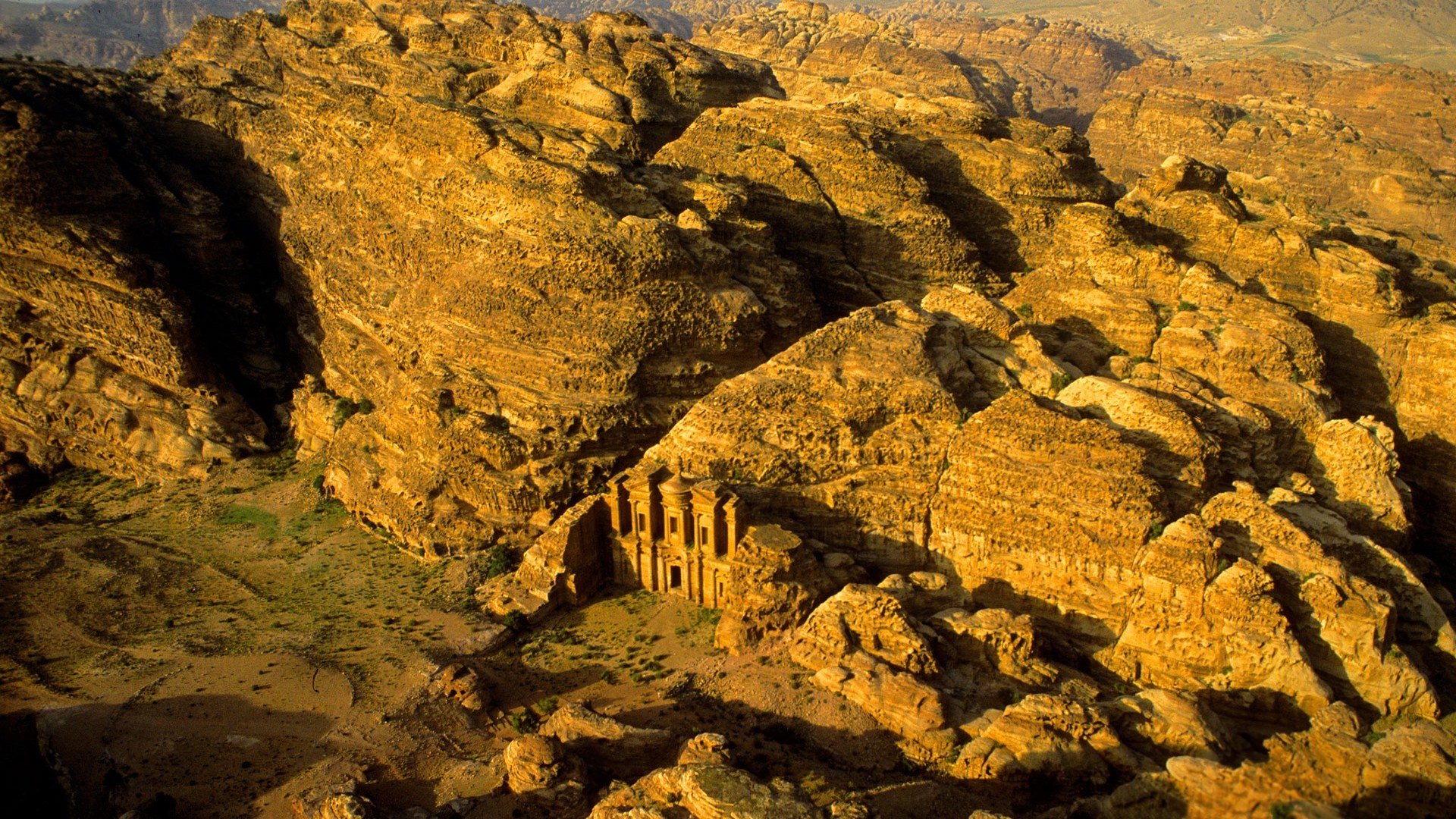 Nature Landscape Petra History Rock Desert Aerial View Monuments World Heritage Site Jordan Country 1920x1080