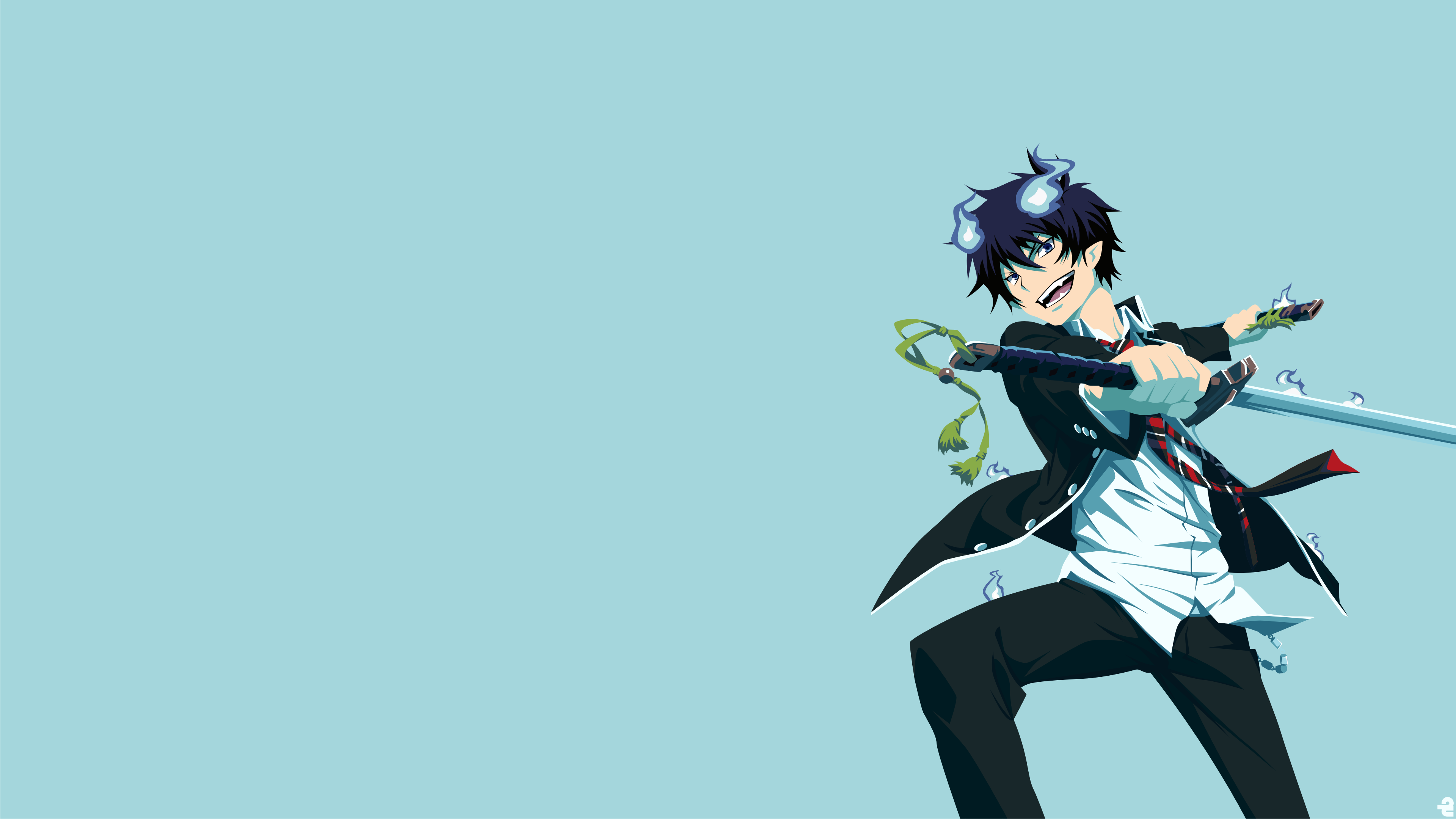 Blue Exorcist Okumura Rin Anime Boys Simple Background Anime 3840x2160
