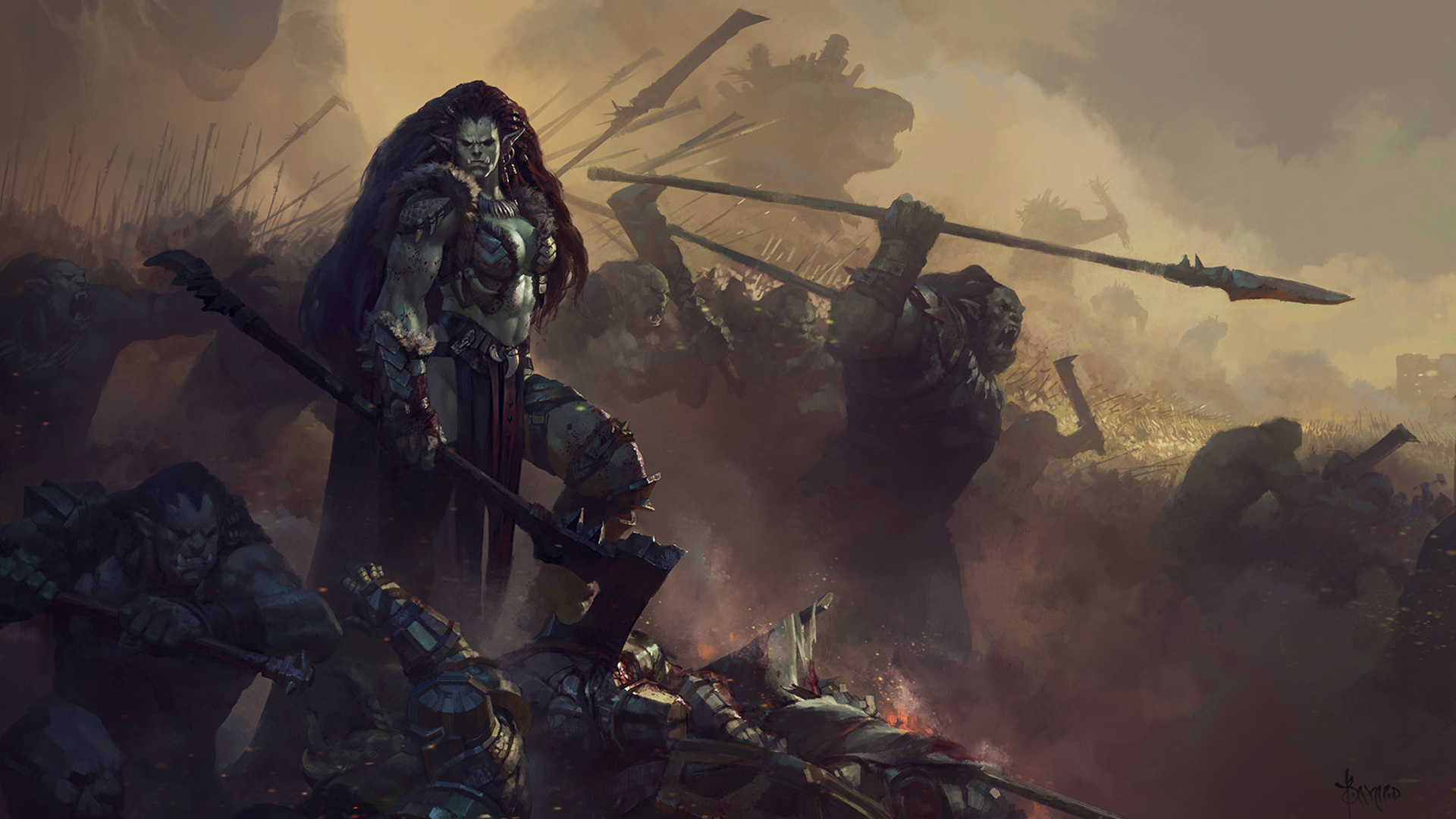 Digital Art Orcs War Warrior Fantasy Art Sword 1920x1080