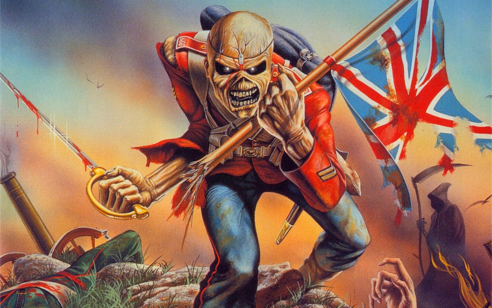 Music Album Covers Iron Maiden Union Jack Band Metal Band Eddie Band Mascot Heavy Metal Traditional  1920x1200