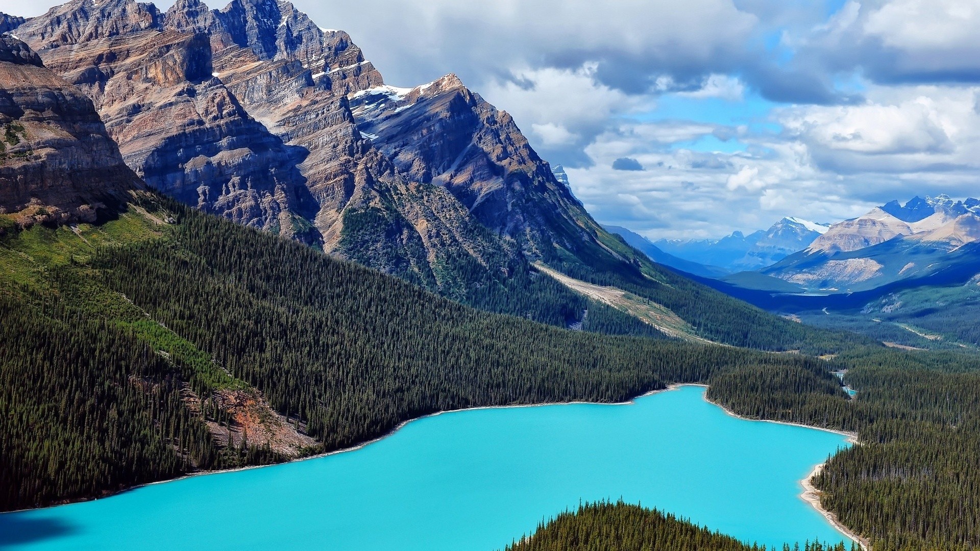 Landscape Banff National Park Peyto Lake Canada Lake Mountains 1920x1080