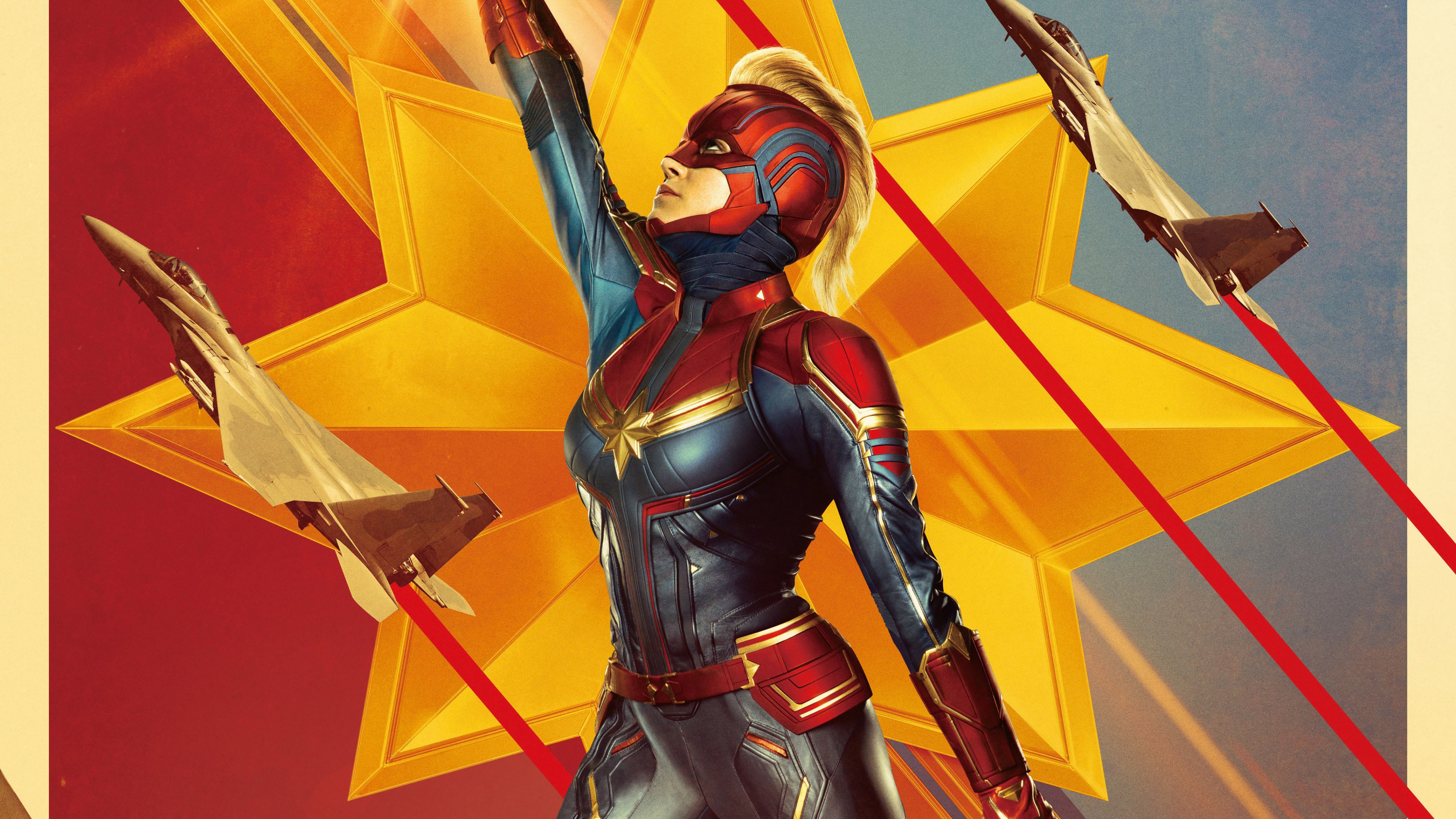 Captain Marvel Brie Larson Carol Danvers Marvel Cinematic Universe Superhero Women Comic Books 3840x2160