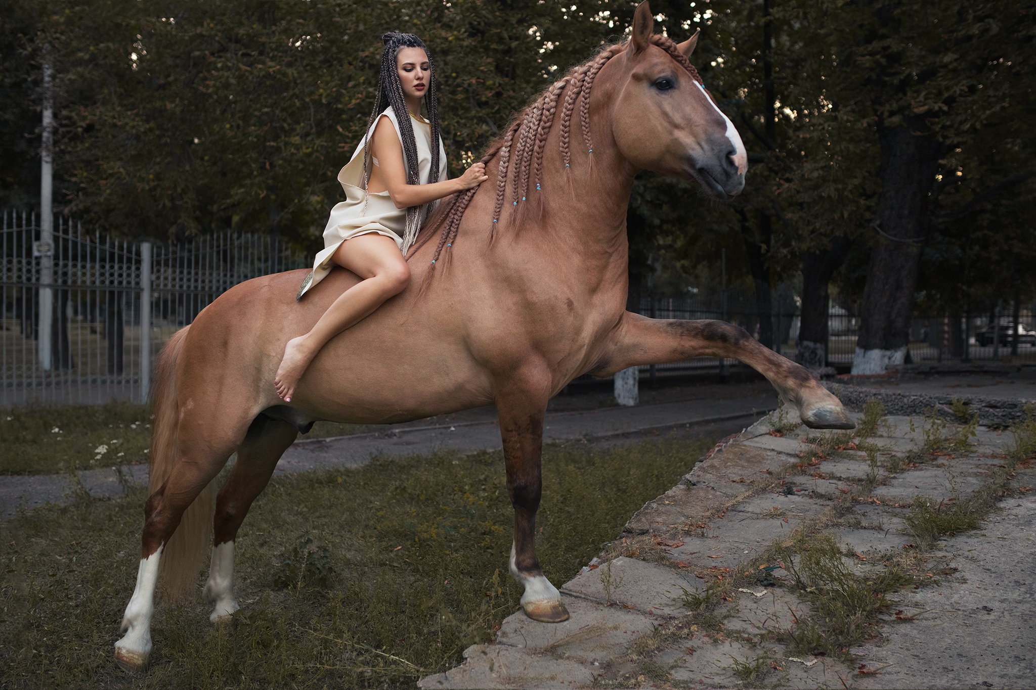Barefoot Women Outdoors Dmitry Shulgin Animals Horse Women Women With Horse 2048x1365