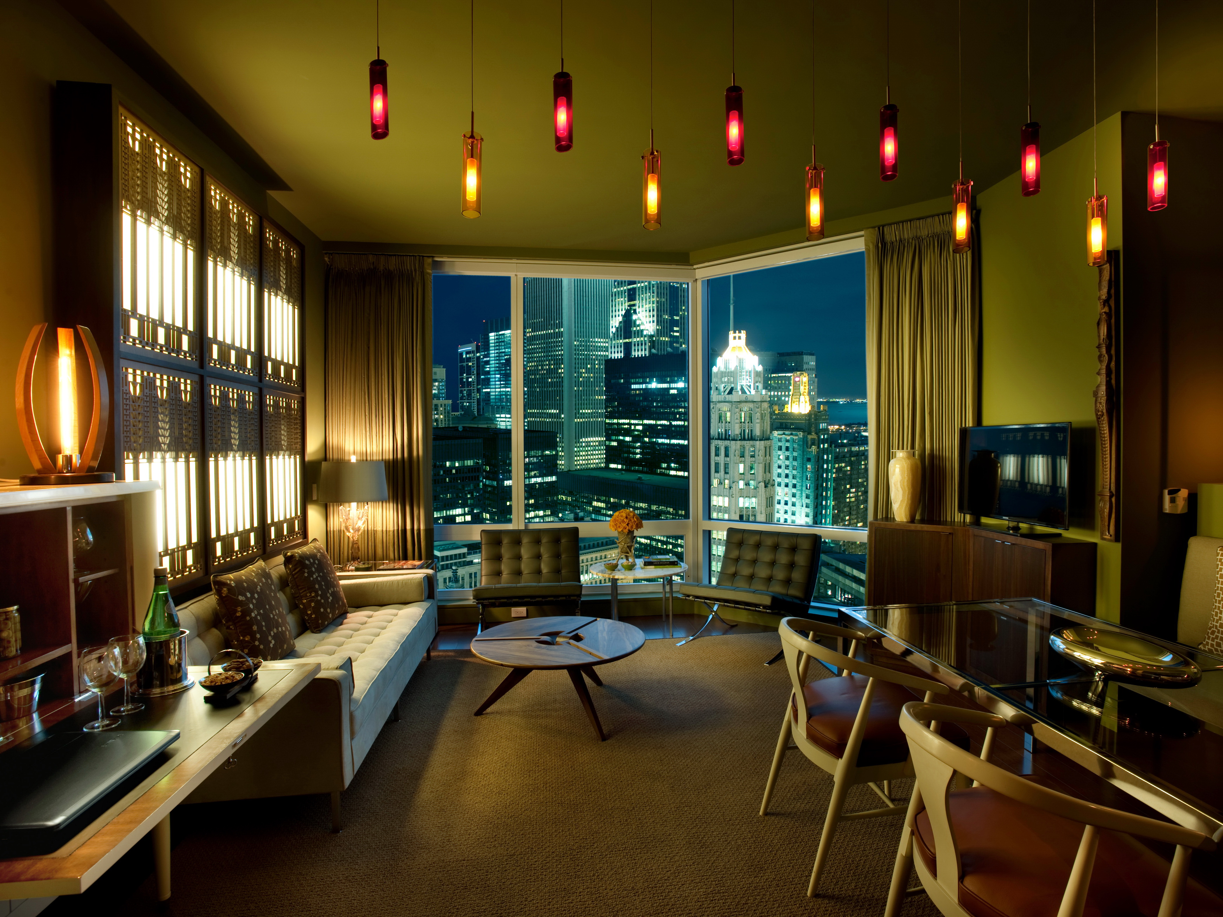 City Building Interior Style Room Lounge Sofa Chair Lamp Window Curtain 4200x3150
