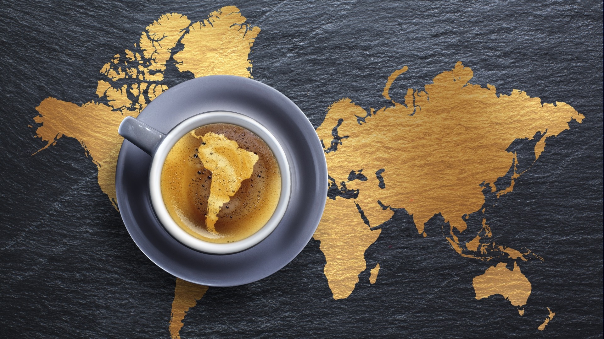 Coffee Map Continents Photo Manipulation South America Earth Brazil Wood 1920x1080