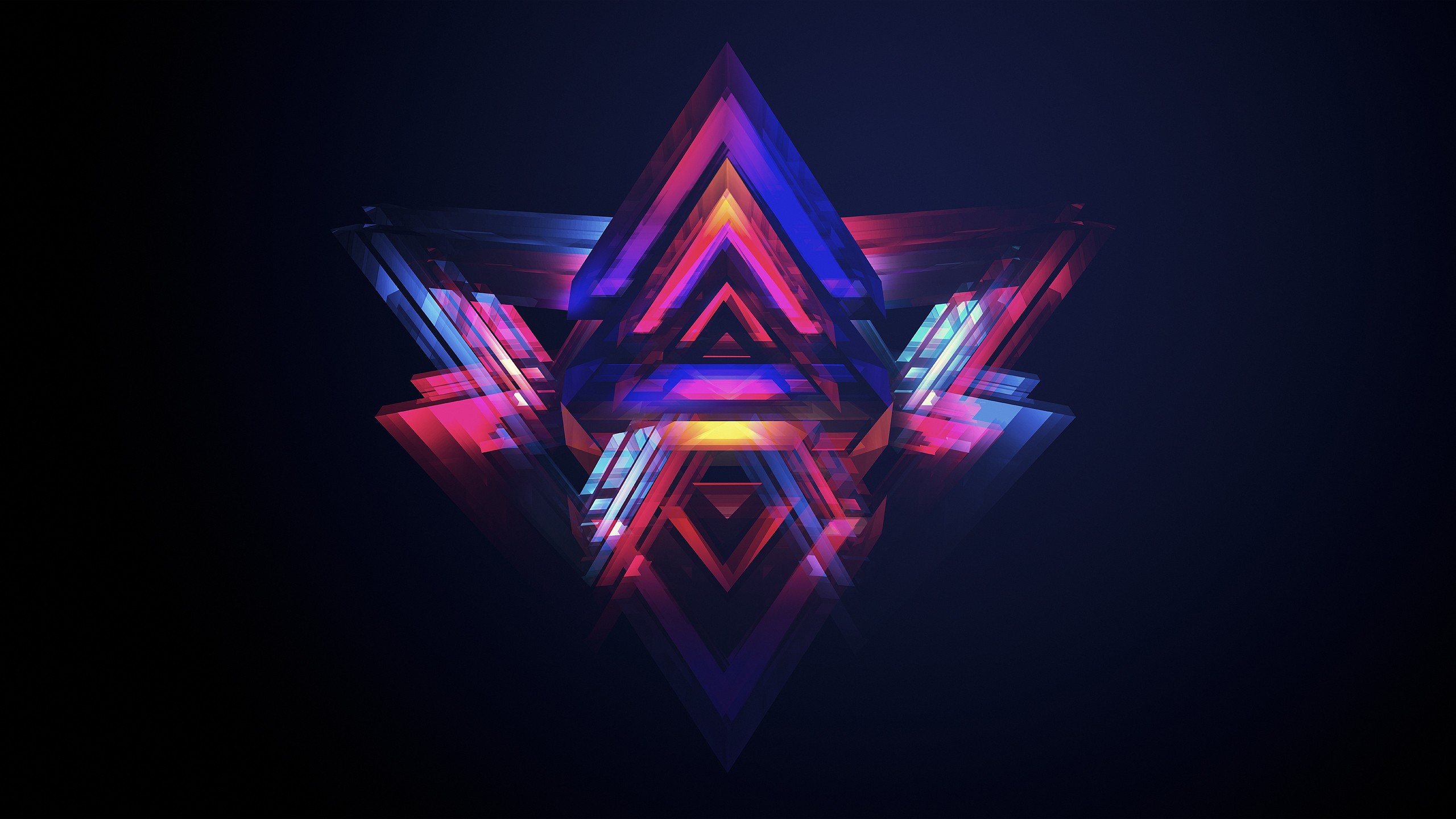 Abstract Geometry Dark Black Background Justin Maller Facets Digital Art Artwork Logo Colorful 2560x1440