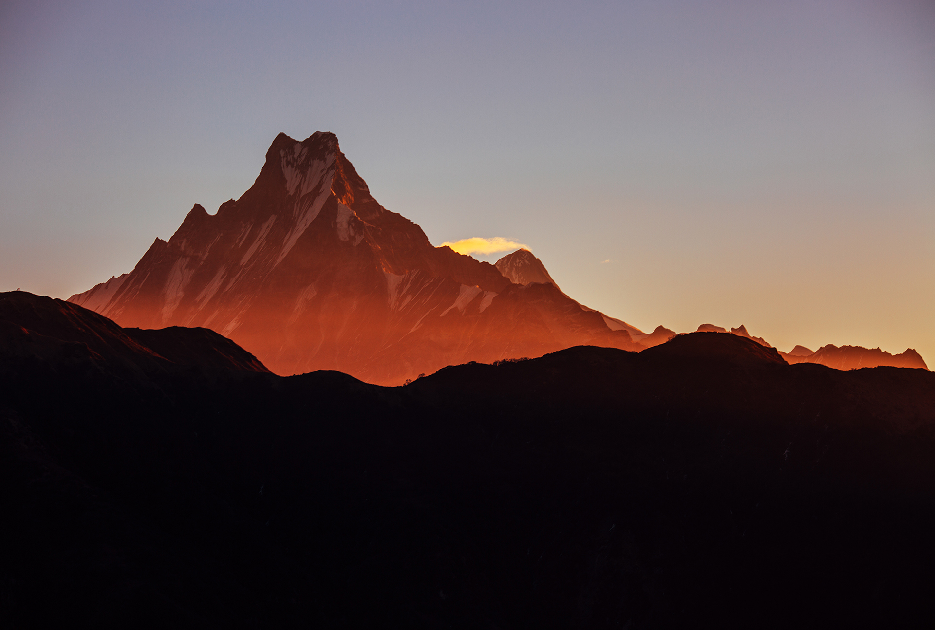 Mountains Nepal Sunset Landscape 1920x1294