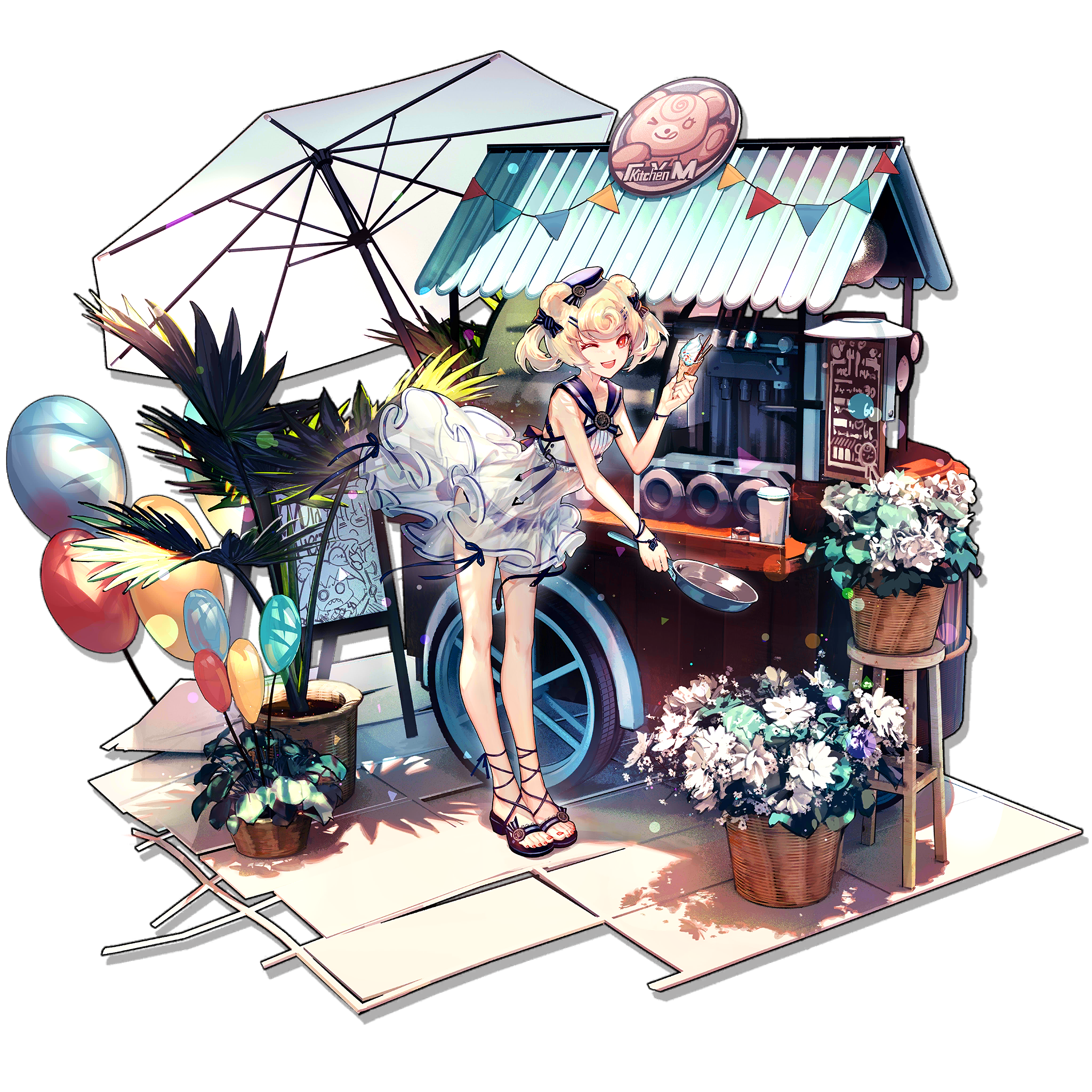 Arknights Anime Ice Cream Balloon Sunshade Plants Flowers Sailor Outfit Sandals Billboards Pan Cooki 2048x2048
