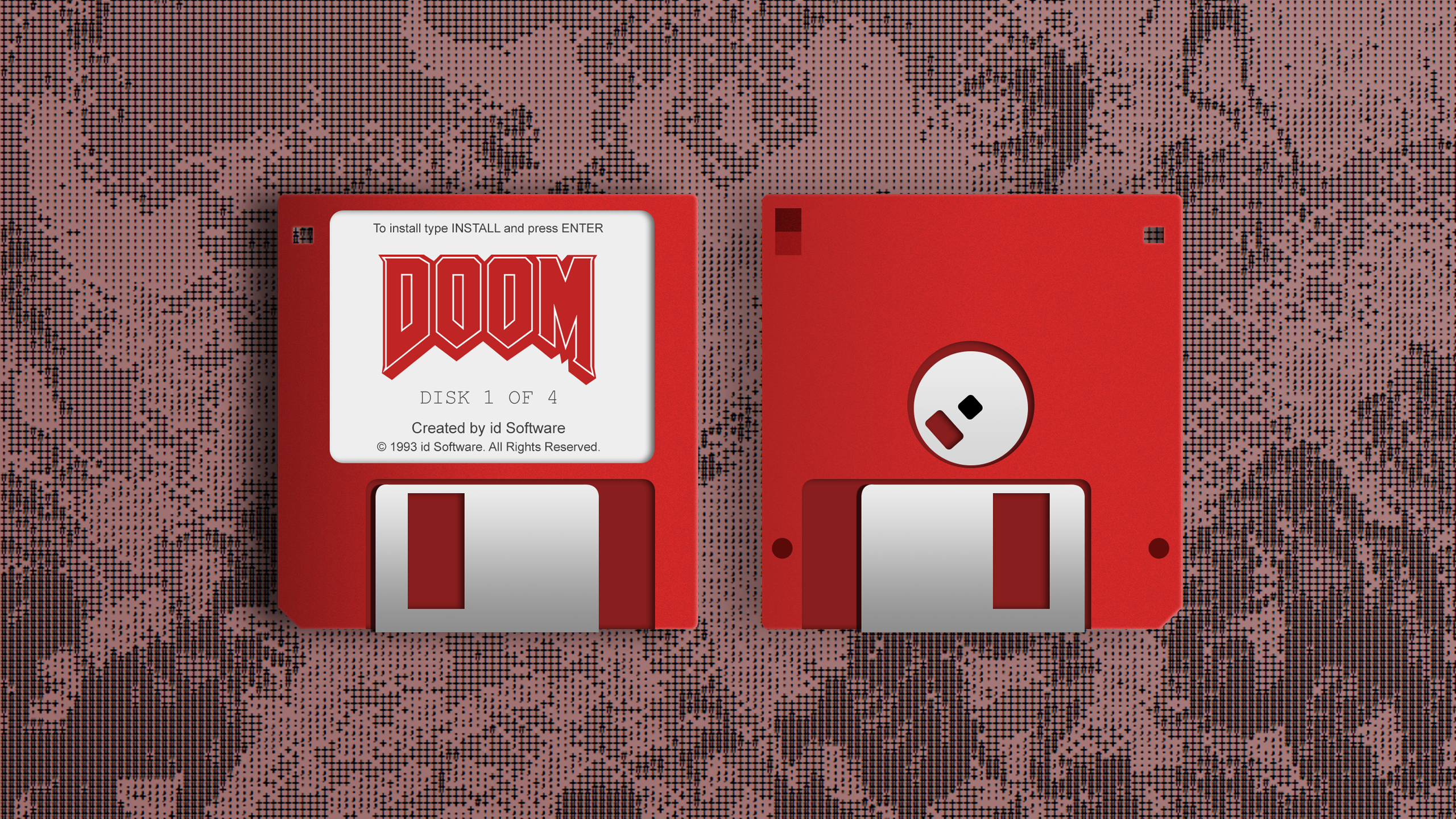 Doom Game Video Games Floppy Disk Red 2560x1440