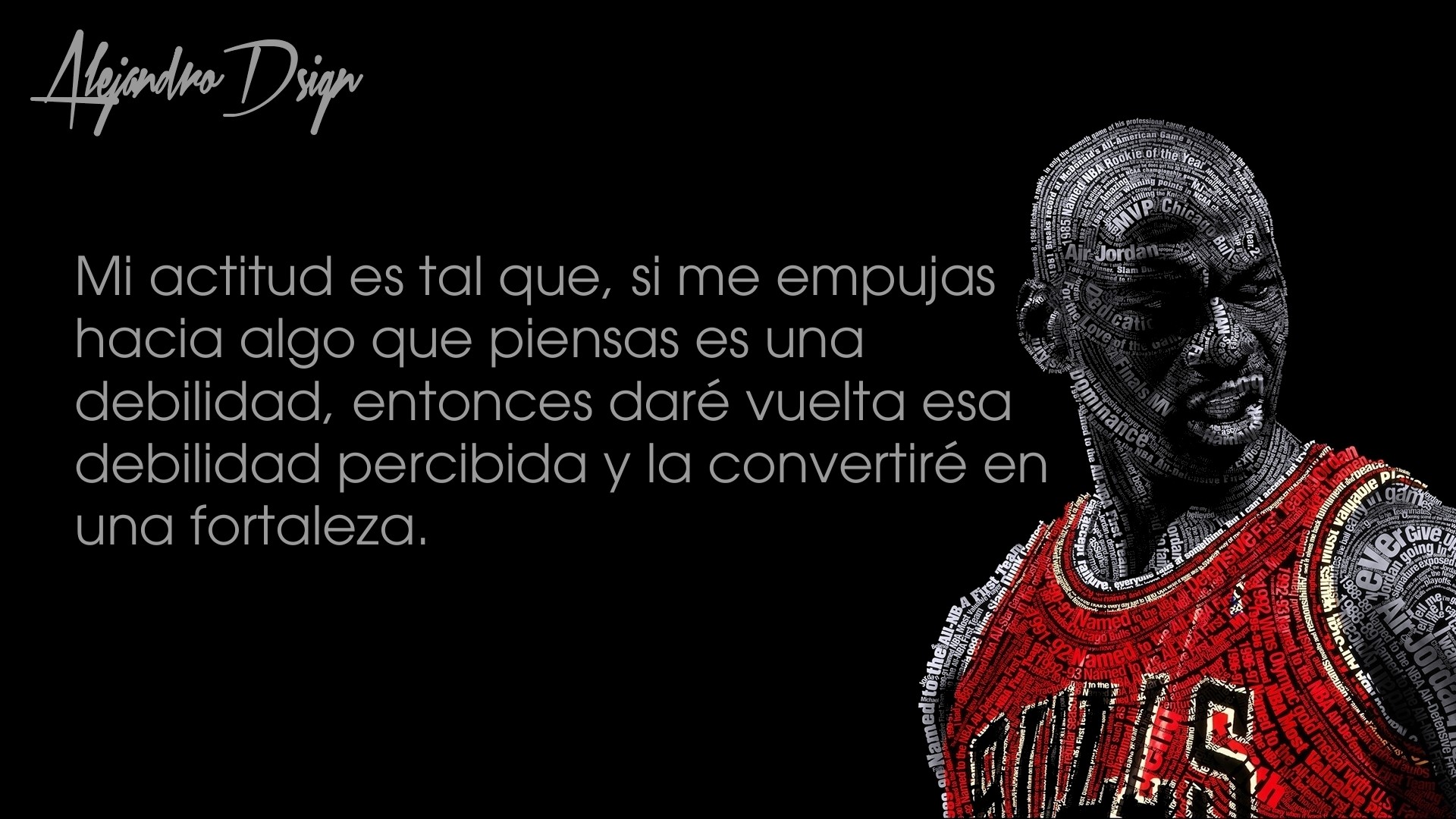 Typographic Portraits Michael Jordan Basketball Chicago Bulls Black Background Quote 1920x1080