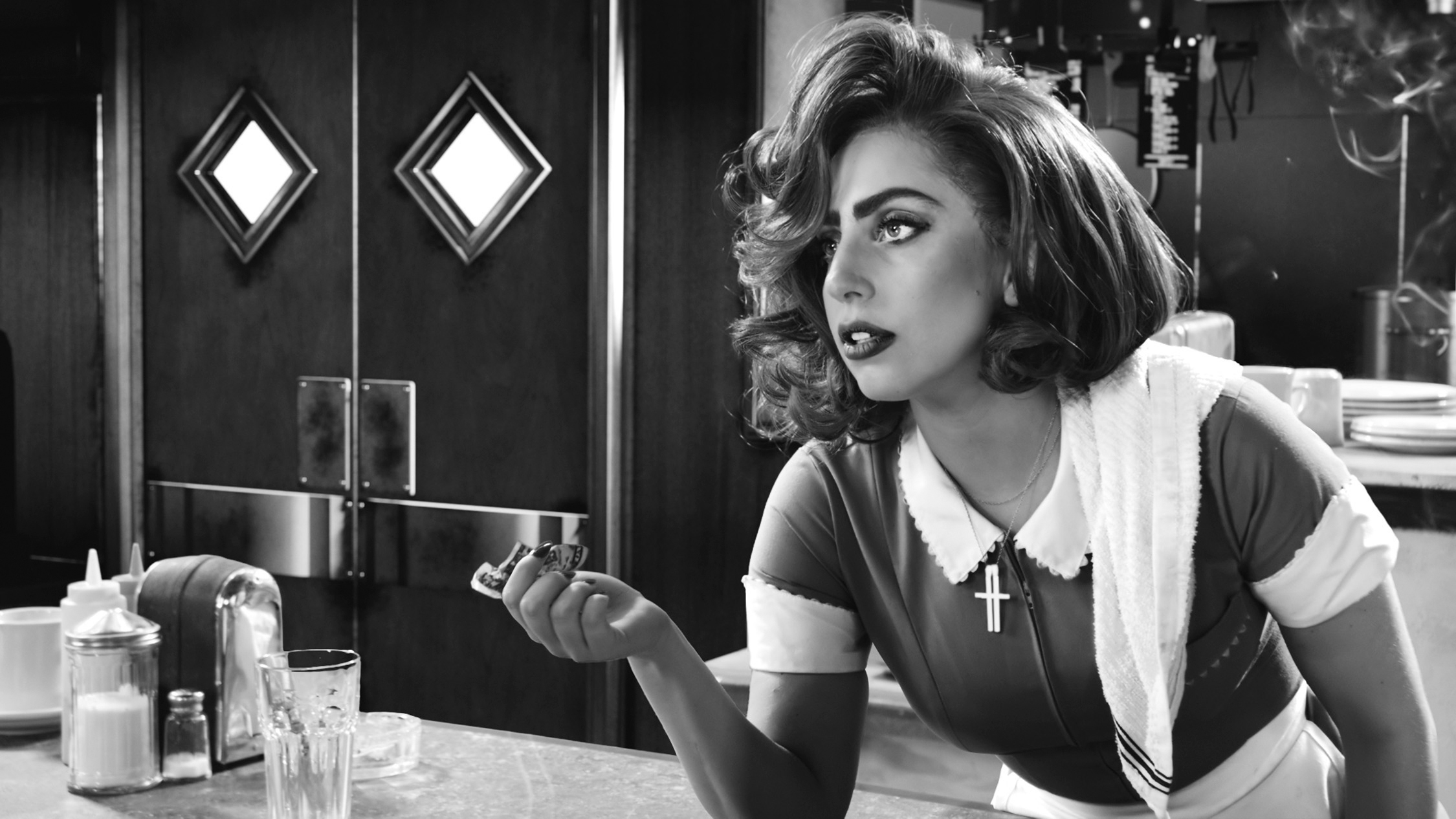 Lady Gaga Sin City Movie Black Amp White Monochrome 2250x1266