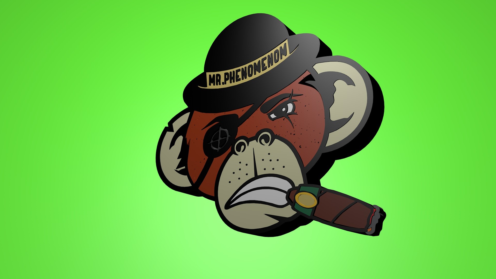 Logo Monkey Cigars Green Background Eyepatches 1920x1080