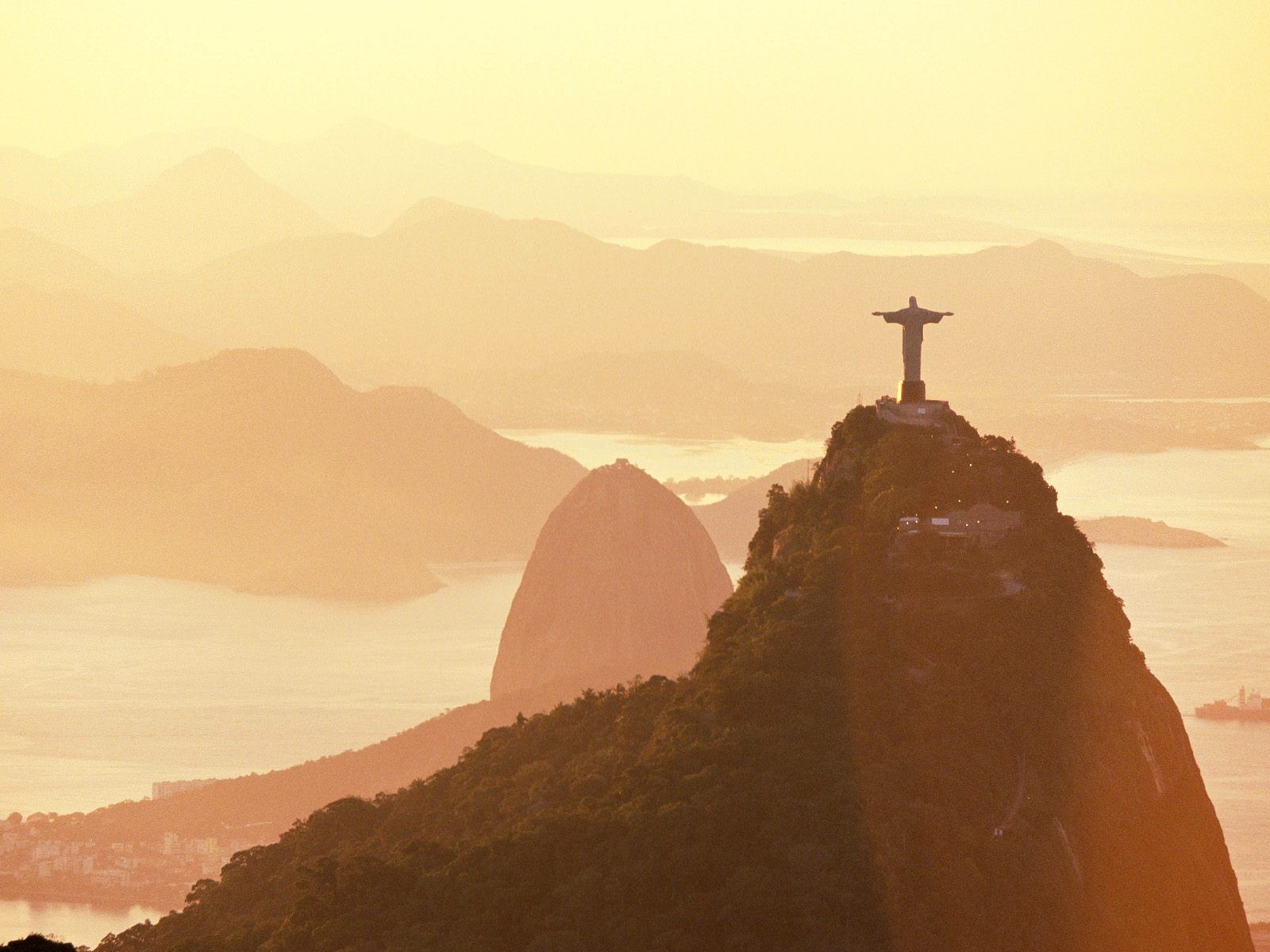 Christ The Redeemer Rio De Janeiro Brazil Sunlight Mountains Beige 1600x1200