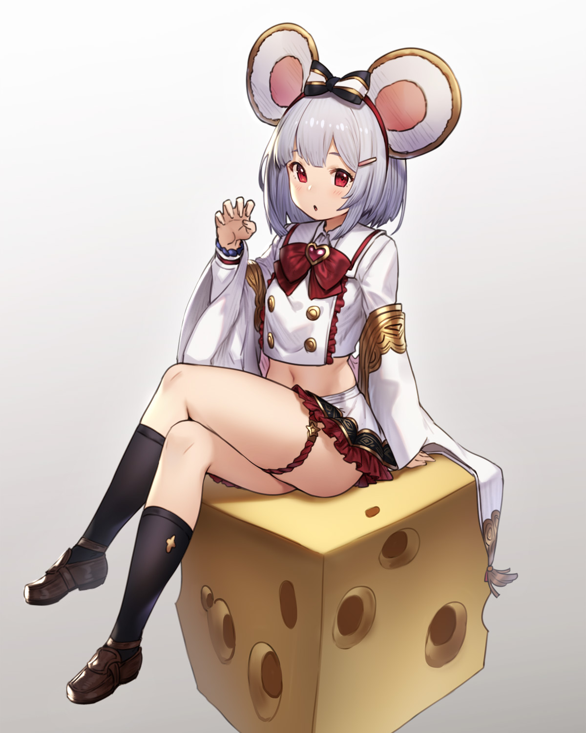 Anime Anime Girls Digital Art Artwork 2D Portrait Display Vertical Legs Crossed Cheese Food Mouse Gi 1200x1500