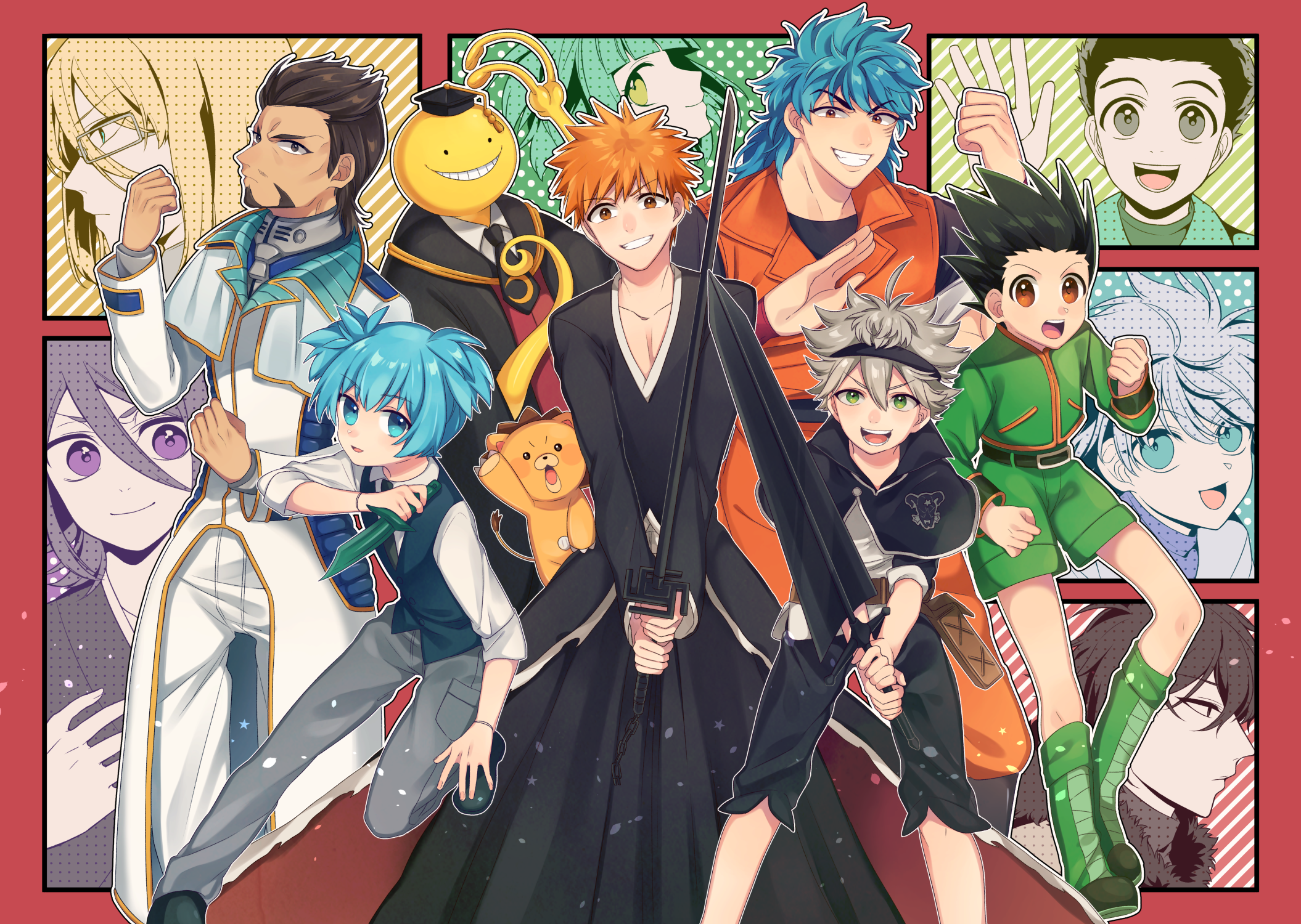 Ichigo Kurosaki Gon Freecss Koro Sensei Nagisa Shiota Bleach Hunter X Hunter Assassination Classroom 2110x1500