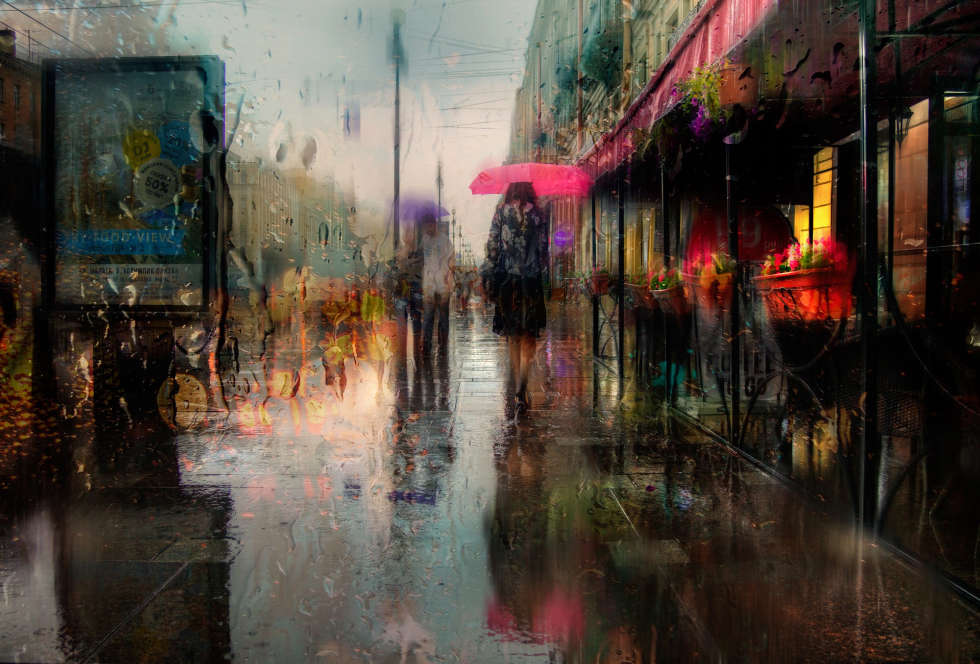 St Petersburg Rain Urban Water Drops Street 2000x1355