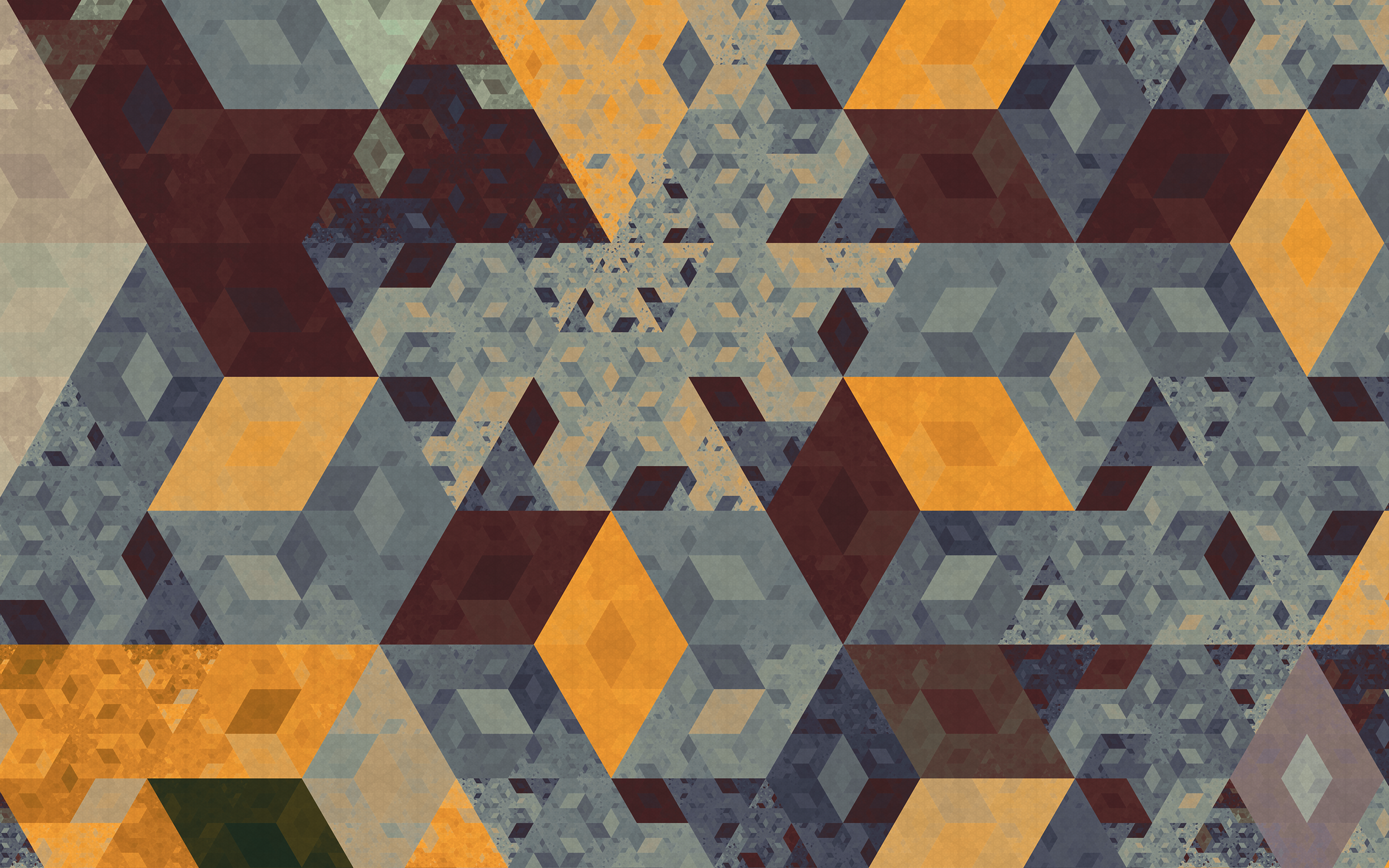 Apophysis Isometric Orange Cube Fractal Triangle Pattern Geometry Hexagon Digital Art Abstract Artwo 2500x1563