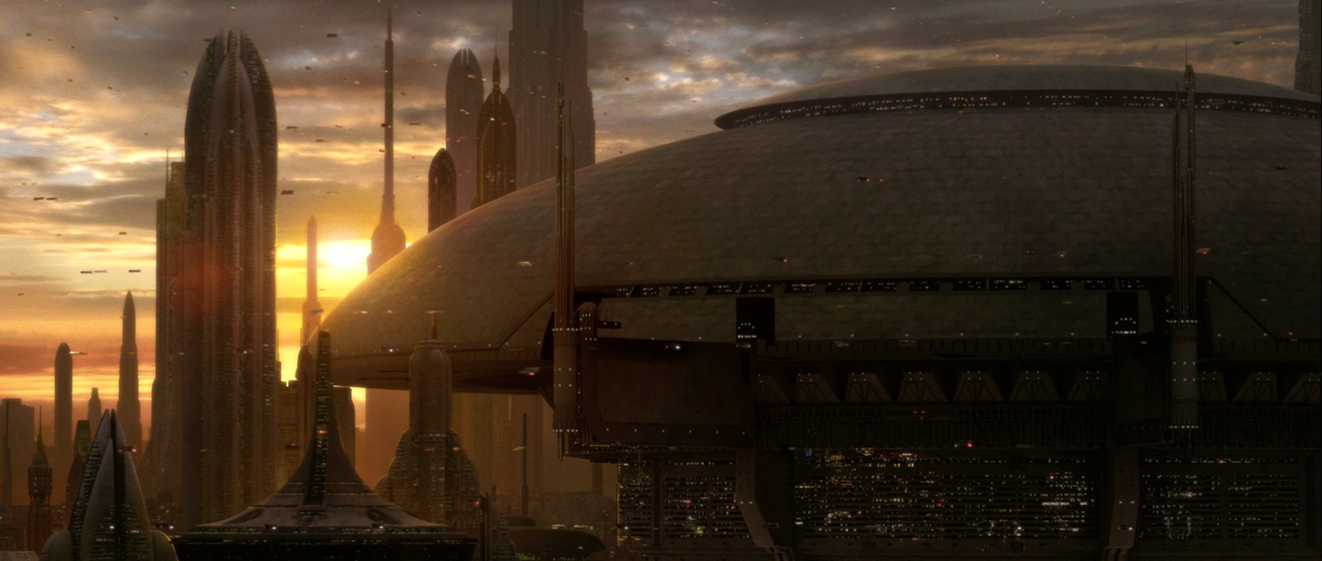 Star Wars Coruscant Futuristic City Science Fiction 1920x816