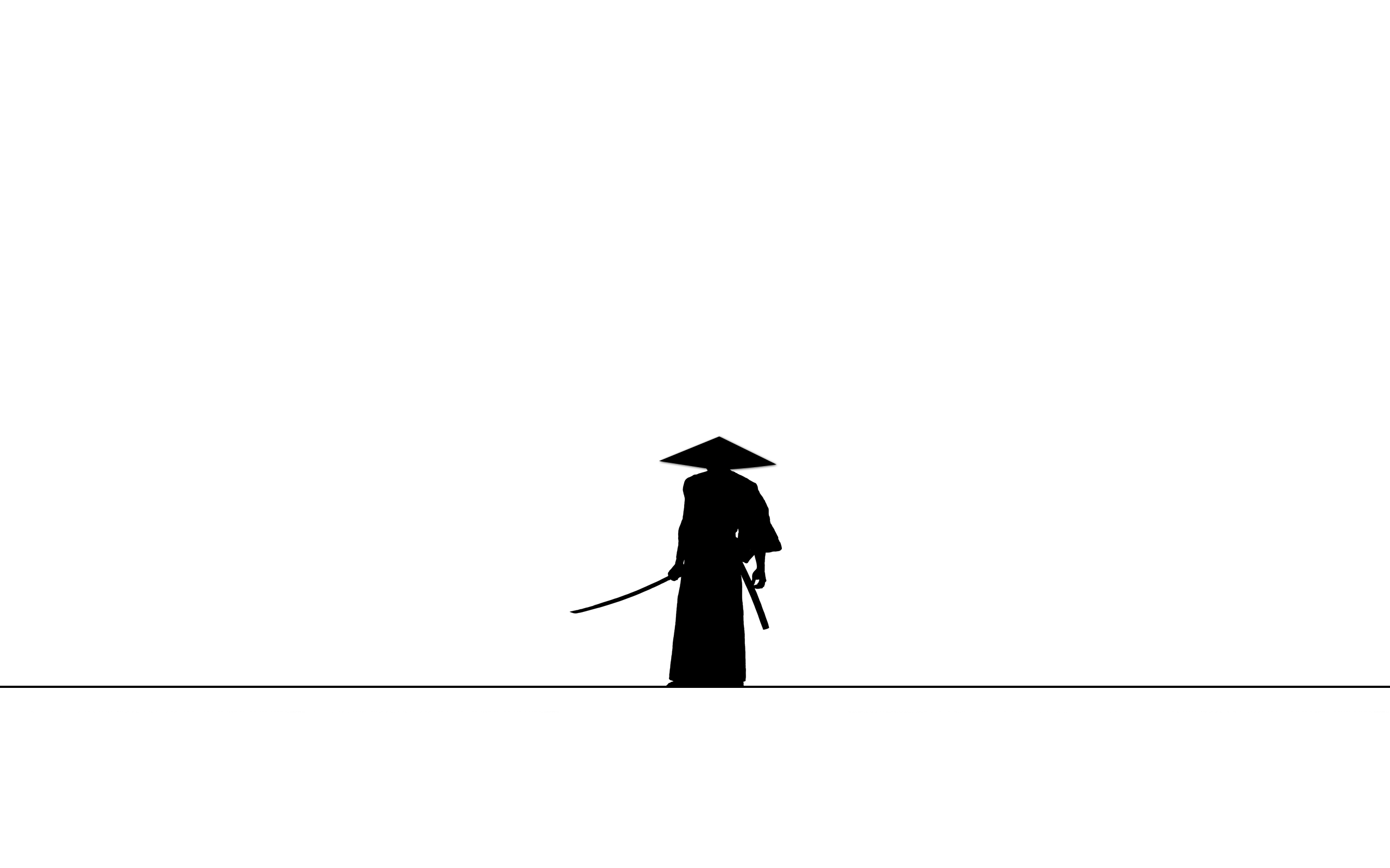 Samurai Minimalism Silhouette Simple Background Katana Samurai Jack 2560x1600