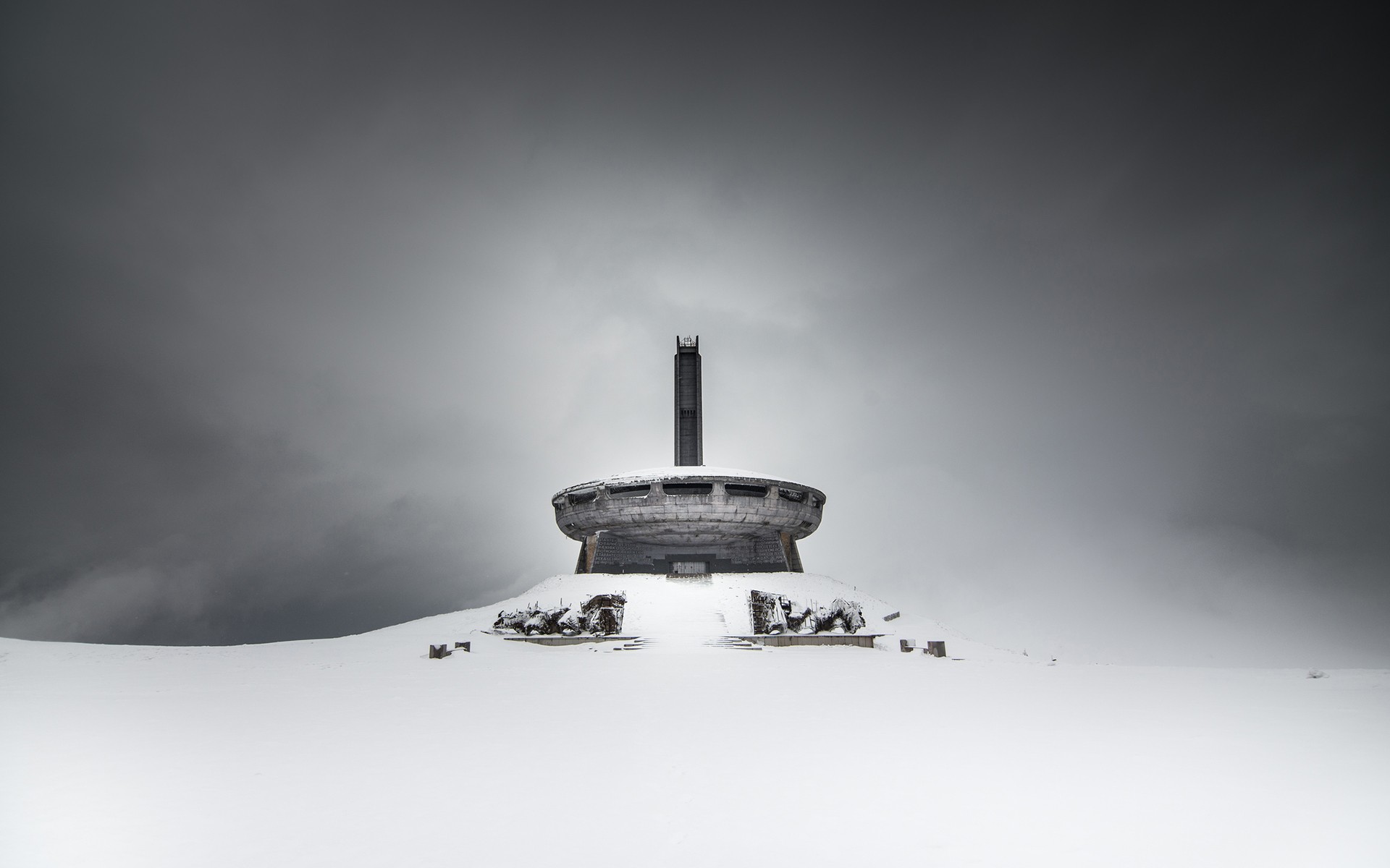 Photography Winter Snow Architecture Building Bulgaria Bunker 1920x1200