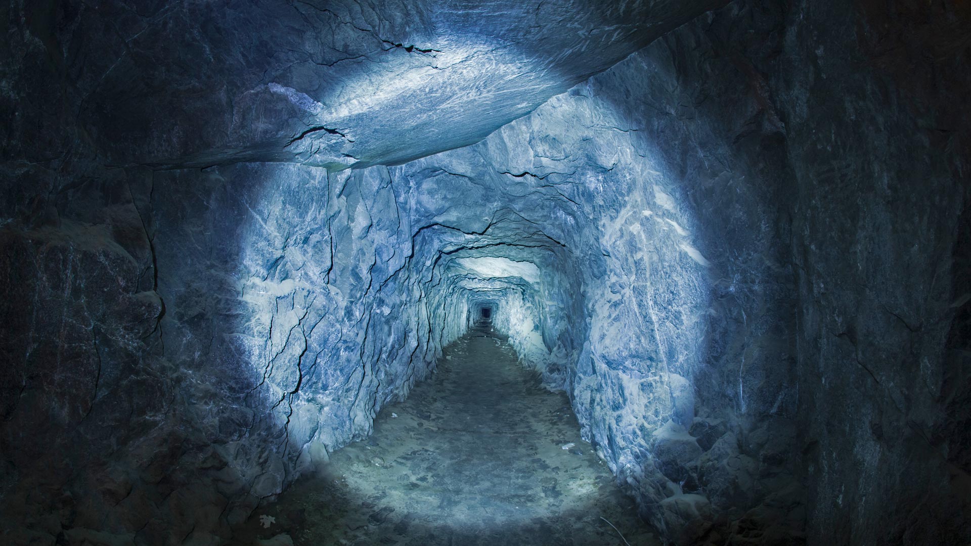 Cave Underground Flashlight Rock Blue Spooky 1920x1080