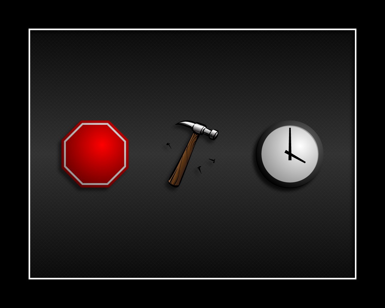 Hammer Stop Sign Clocks Time Minimalism Songs Music Humor Imagination Nails 1280x1024