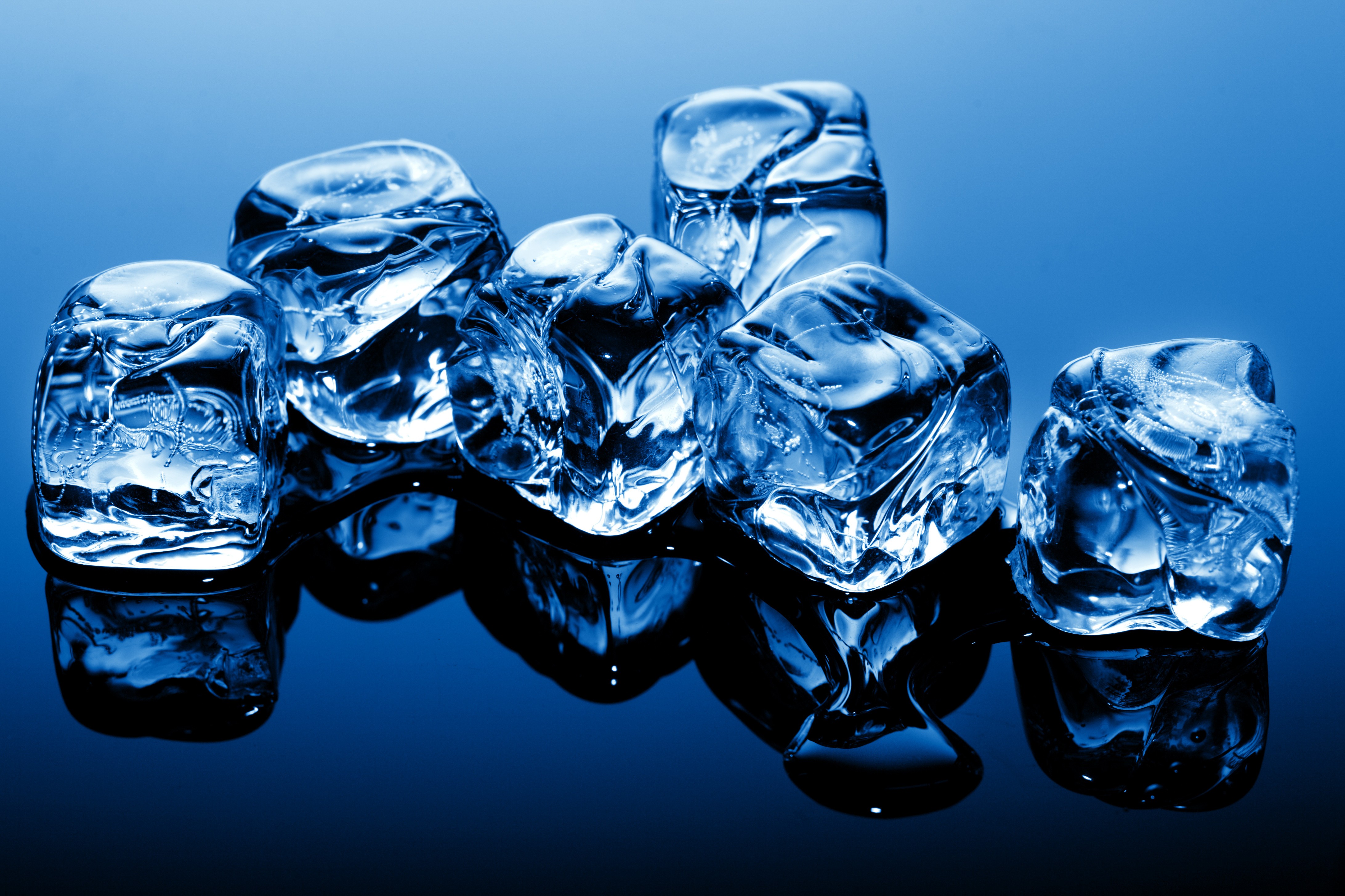 Ice Ice Cubes Blue Reflection 4368x2912