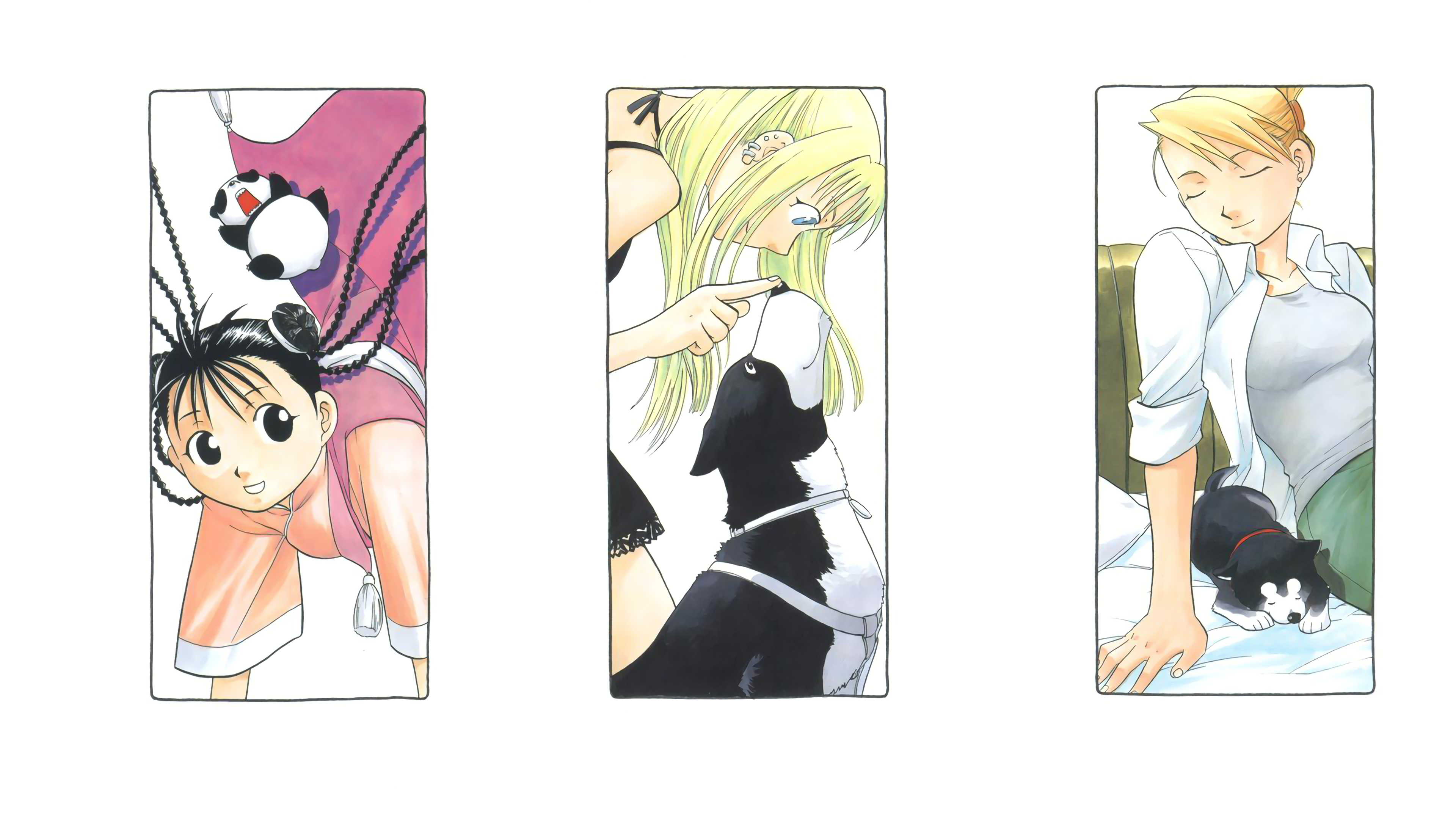 Full Metal Alchemist Brotherhood Anime Girls Anime Simple Background White Background Collage 3840x2160