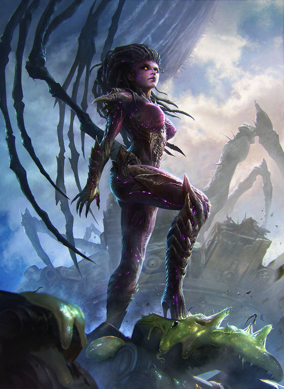 Digital Art Artwork Portrait Video Games Women Sword StarCraft Kerrigan Queen Of Blades Starcraft Ii 1200x1644