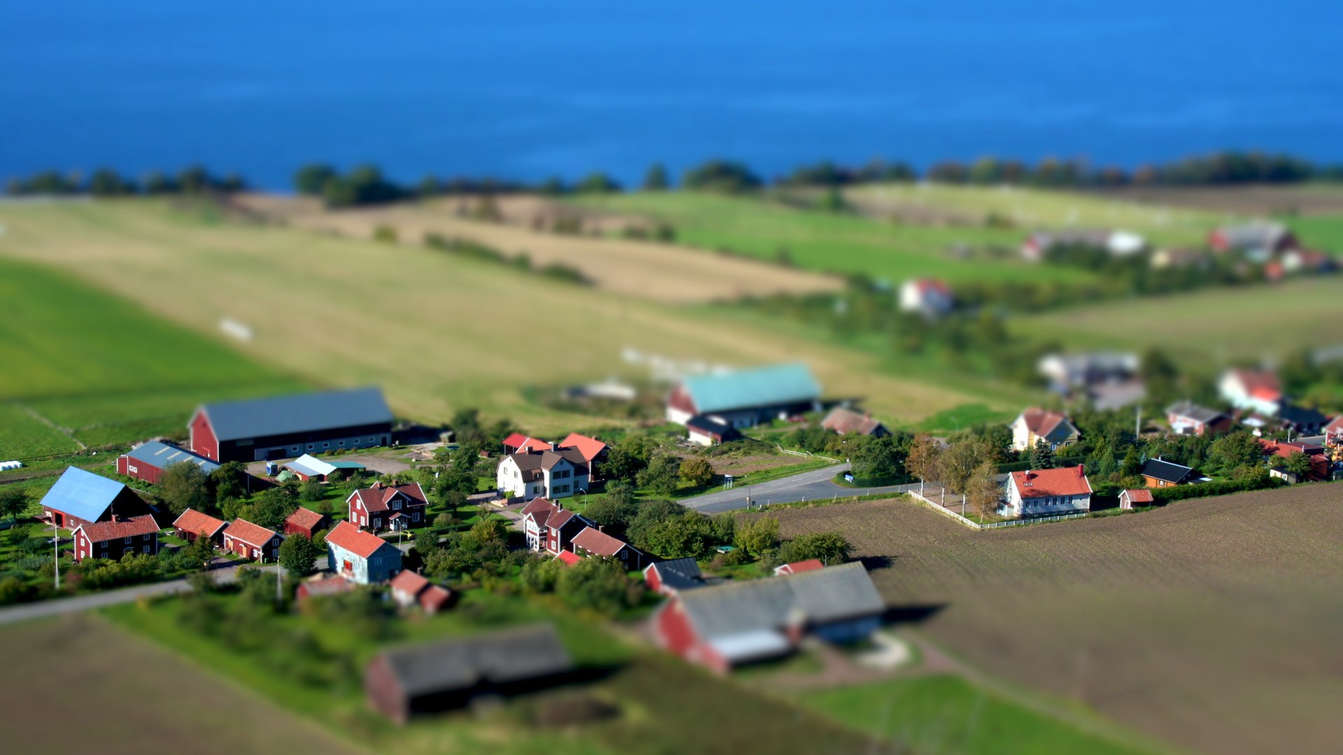 Villages Aerial View Cityscape 1920x1080