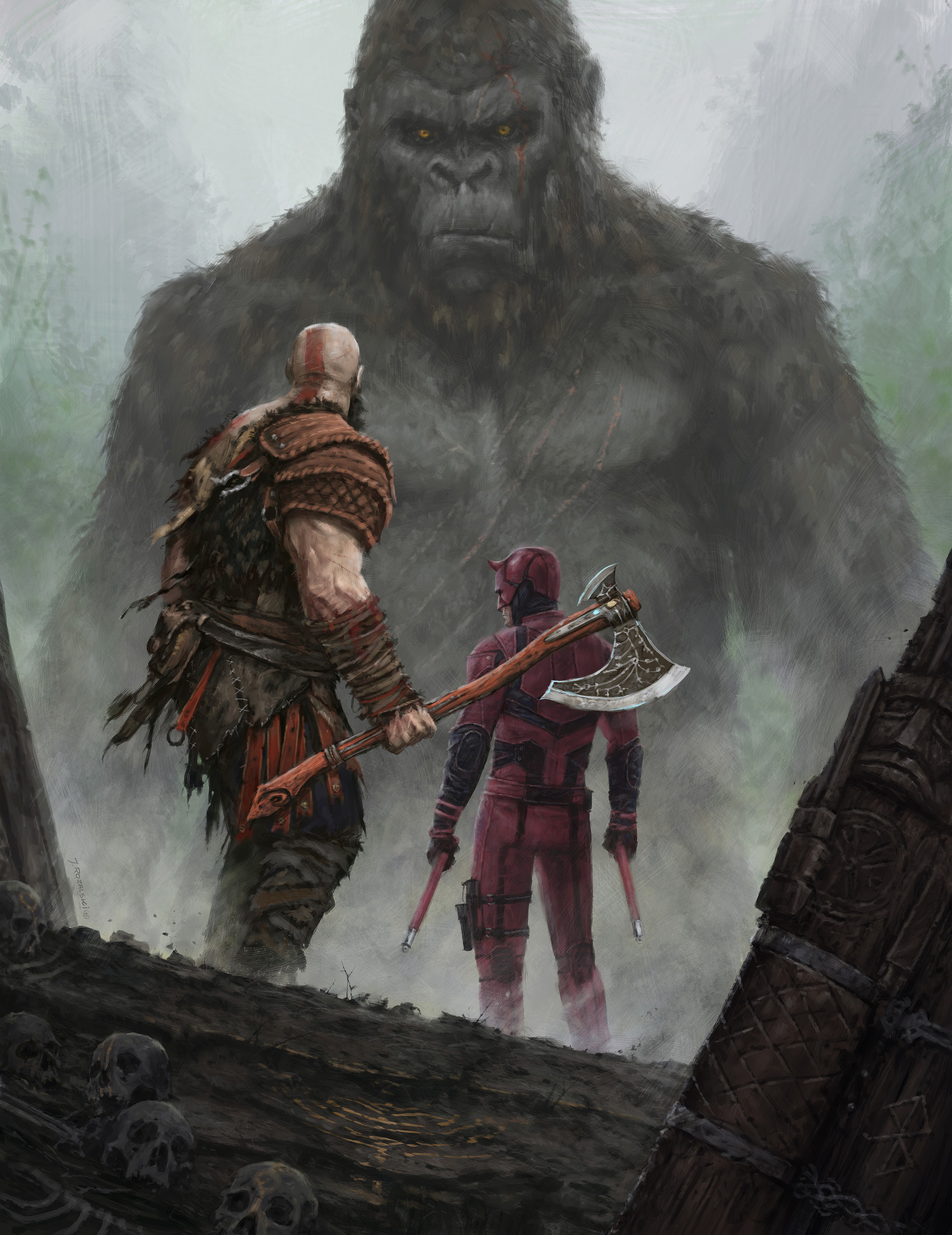 God Of War Kratos King Kong Daredevil Crossover God Of War 2018 Kong Skull Island 1920x2489