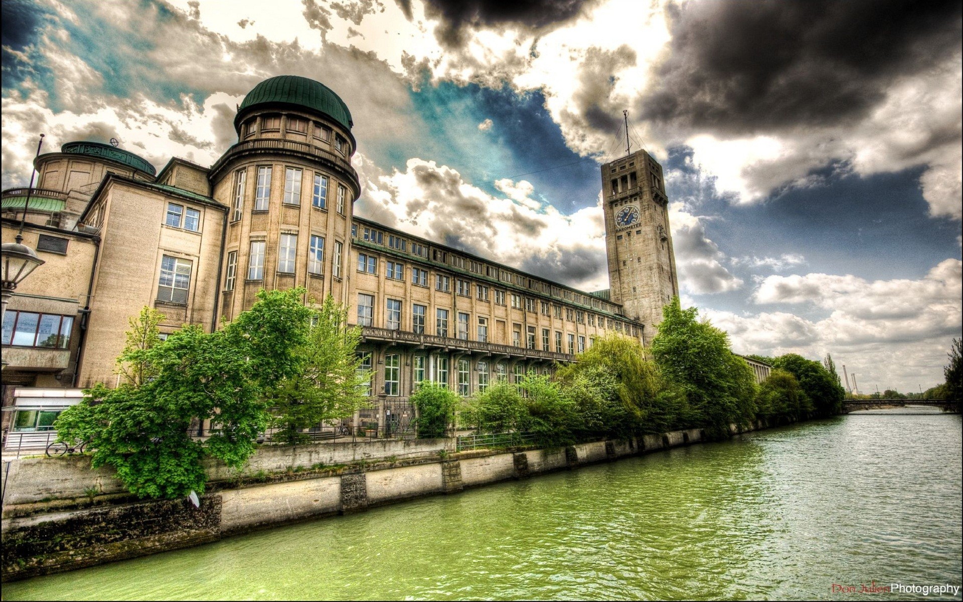 Building Trees Water Museum HDR Lightroom 1920x1200