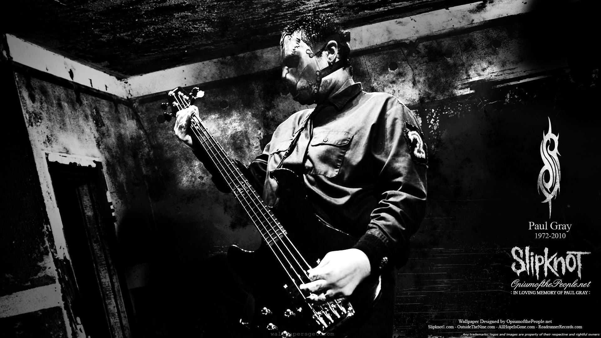 Metal Band Slipknot Monochrome Music Dark Mask Bass Guitars Black 1920x1080