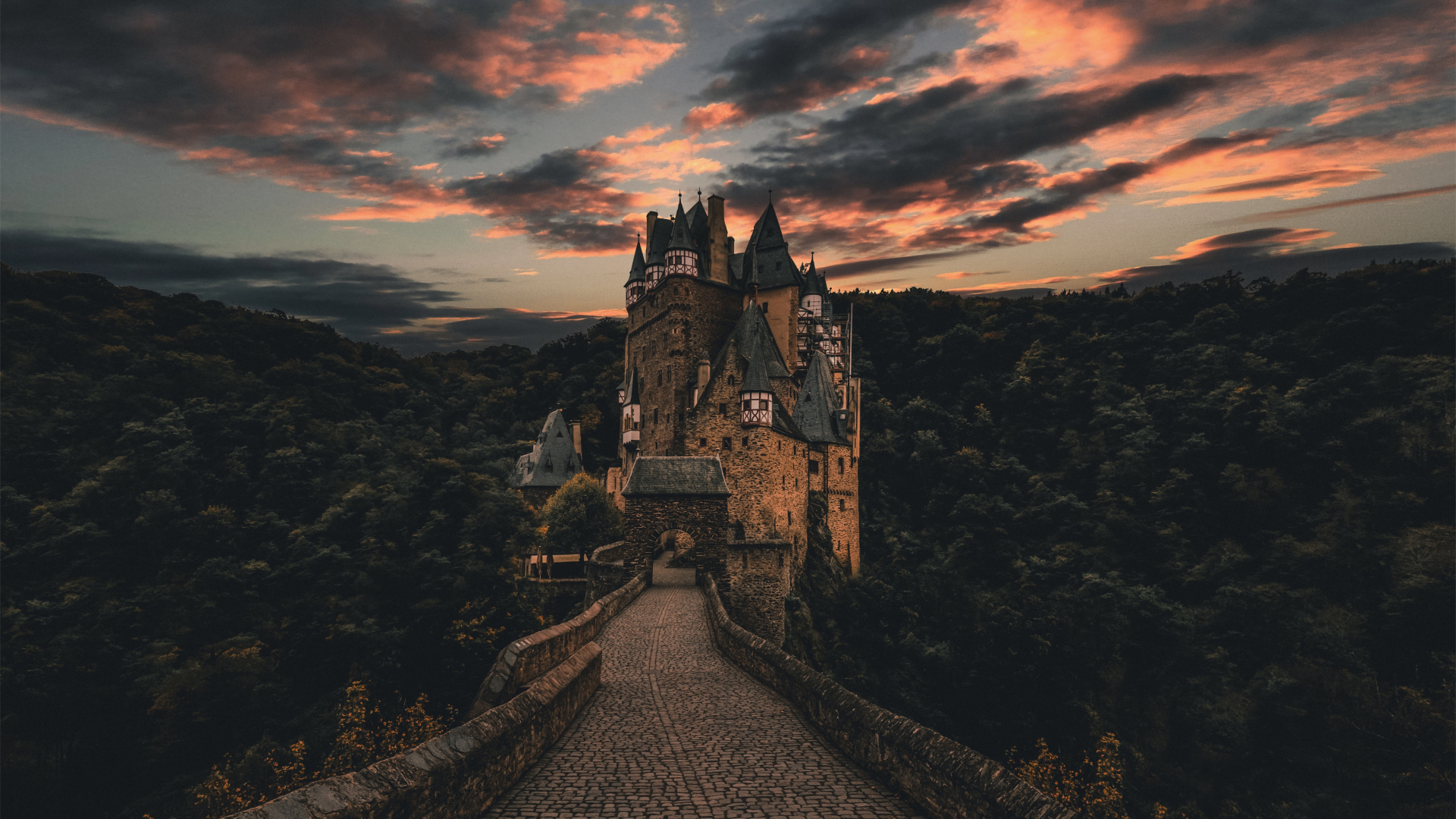 Castle Architecture Germany Forest Trees Clouds Depth Of Field Sky Eltz Castle 1920x1080