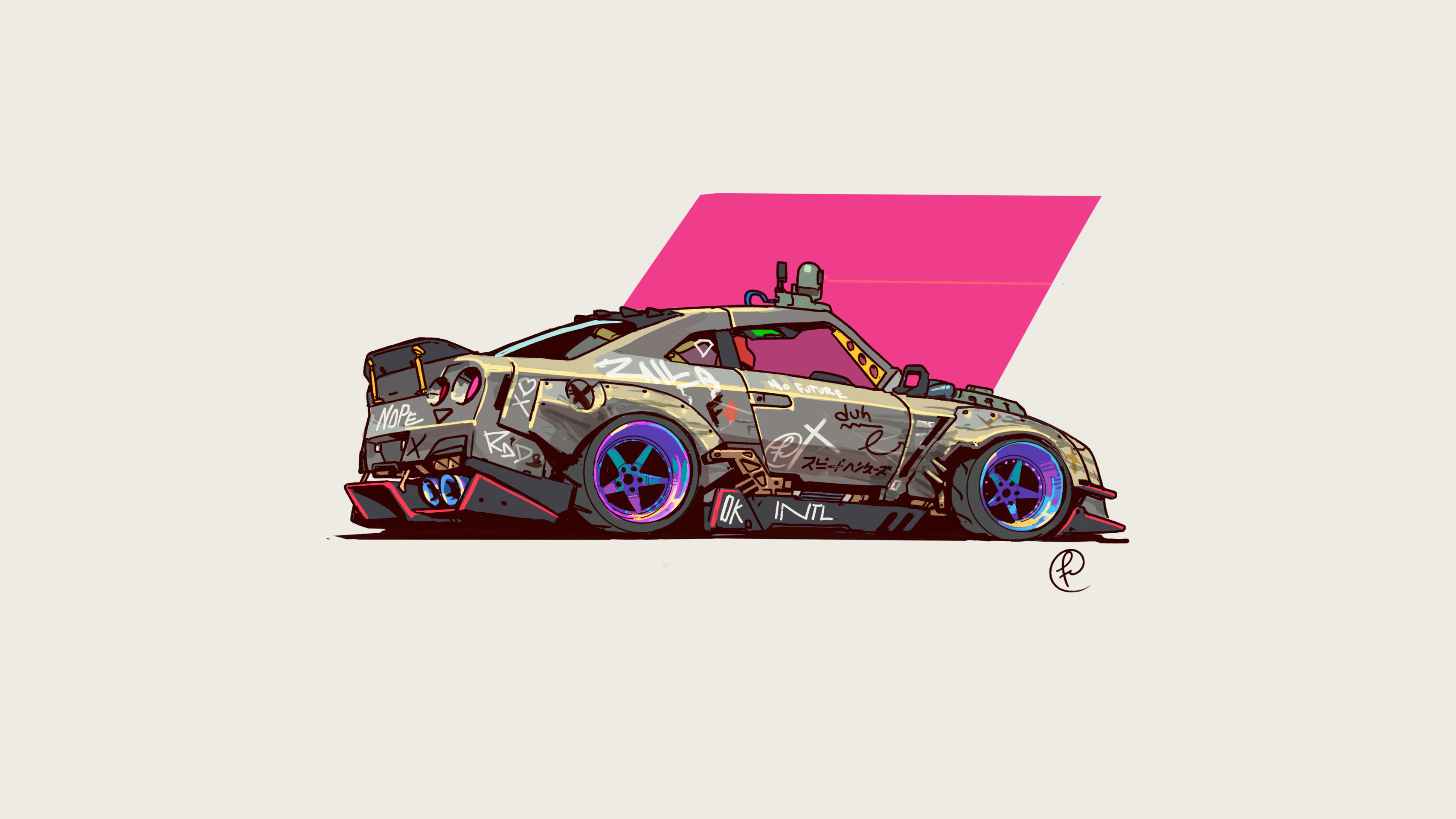 Artwork Car Concept Art Colorful Custom Made Fernando Correa 3413x1920