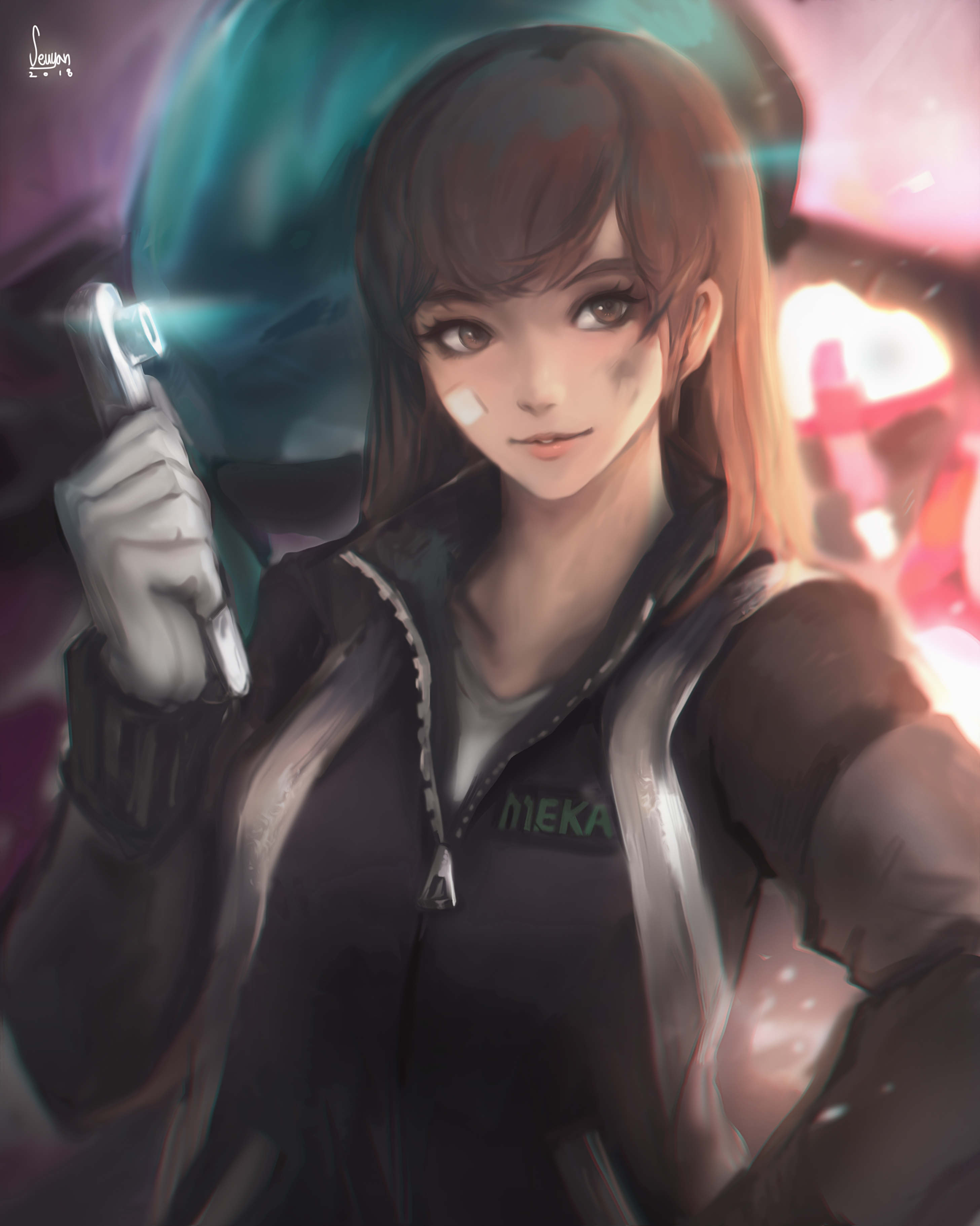 D Va Overwatch Overwatch Video Games Robot Drawing Digital Art Hana Song Portrait Display Mechanics  2913x3643