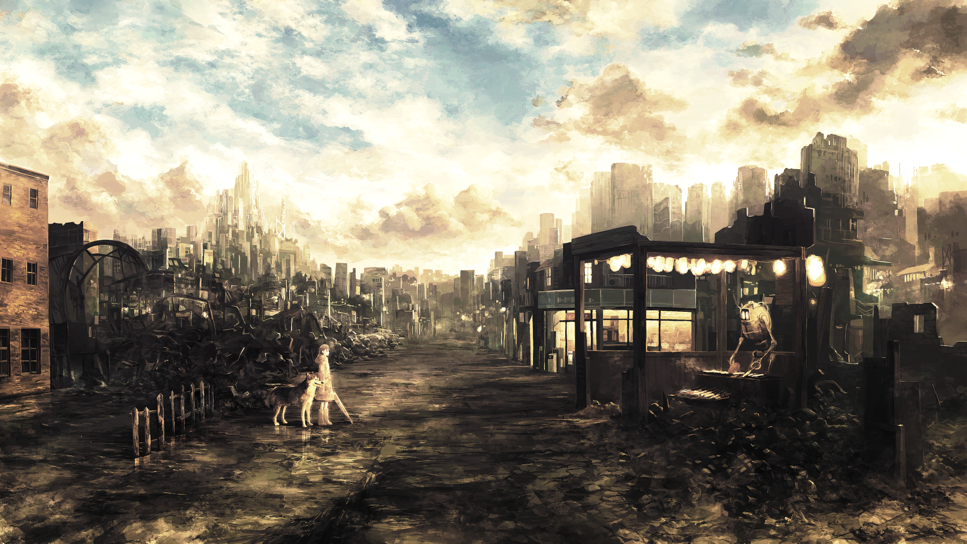 City Ruin Fantasy Art Wasteland 1920x1080