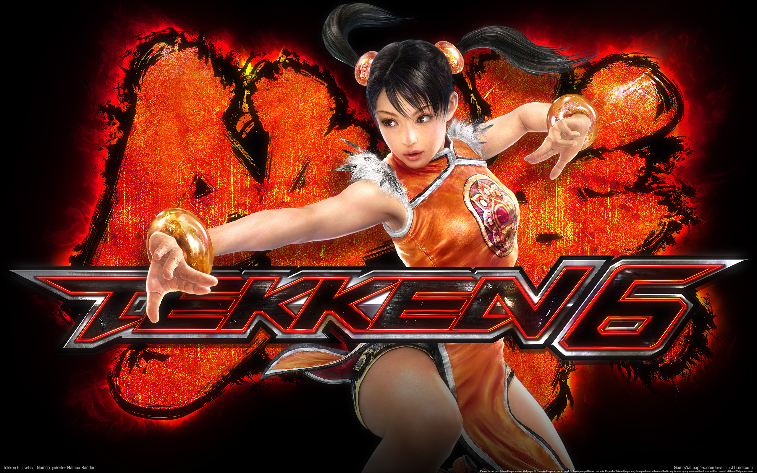 Girl Twintails Dress Orange Dress Bracelet Tekken Tekken 5 Ling Xiaoyu 2560x1600