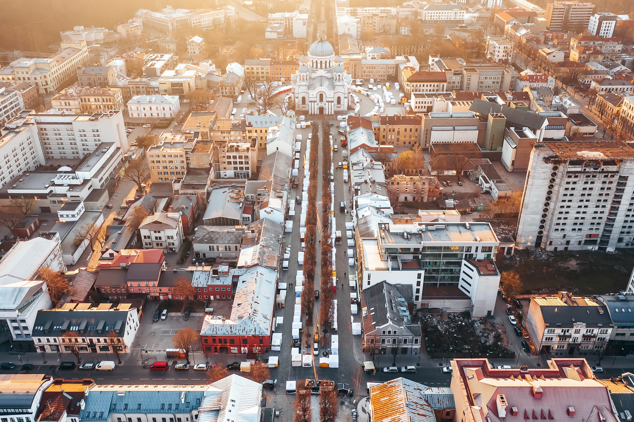 City Aerial View Cityscape Kaunas Lithuania 2047x1364