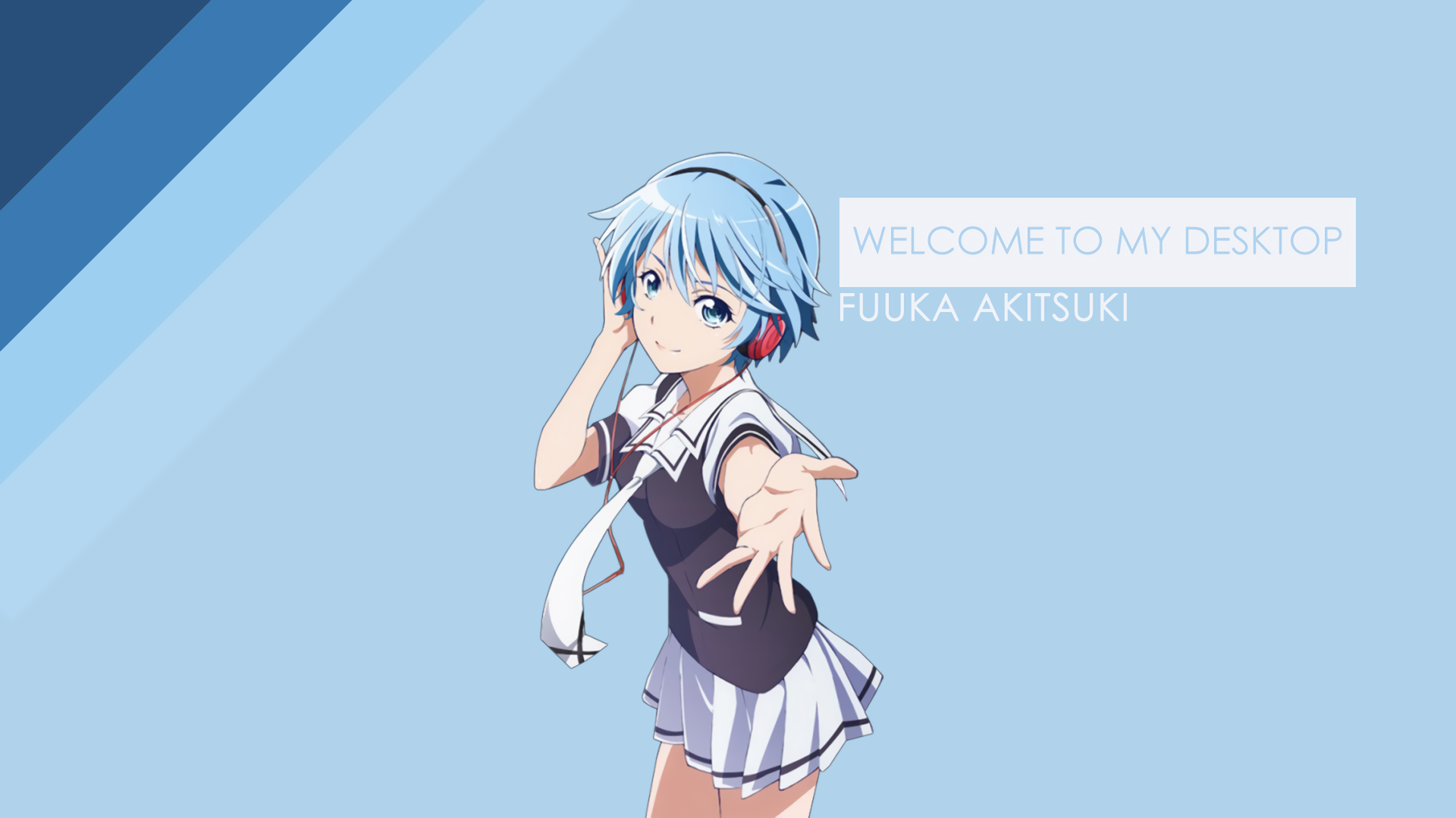 Fuuka Akitsuki Fuuka Anime Girls Blue Background 1920x1080