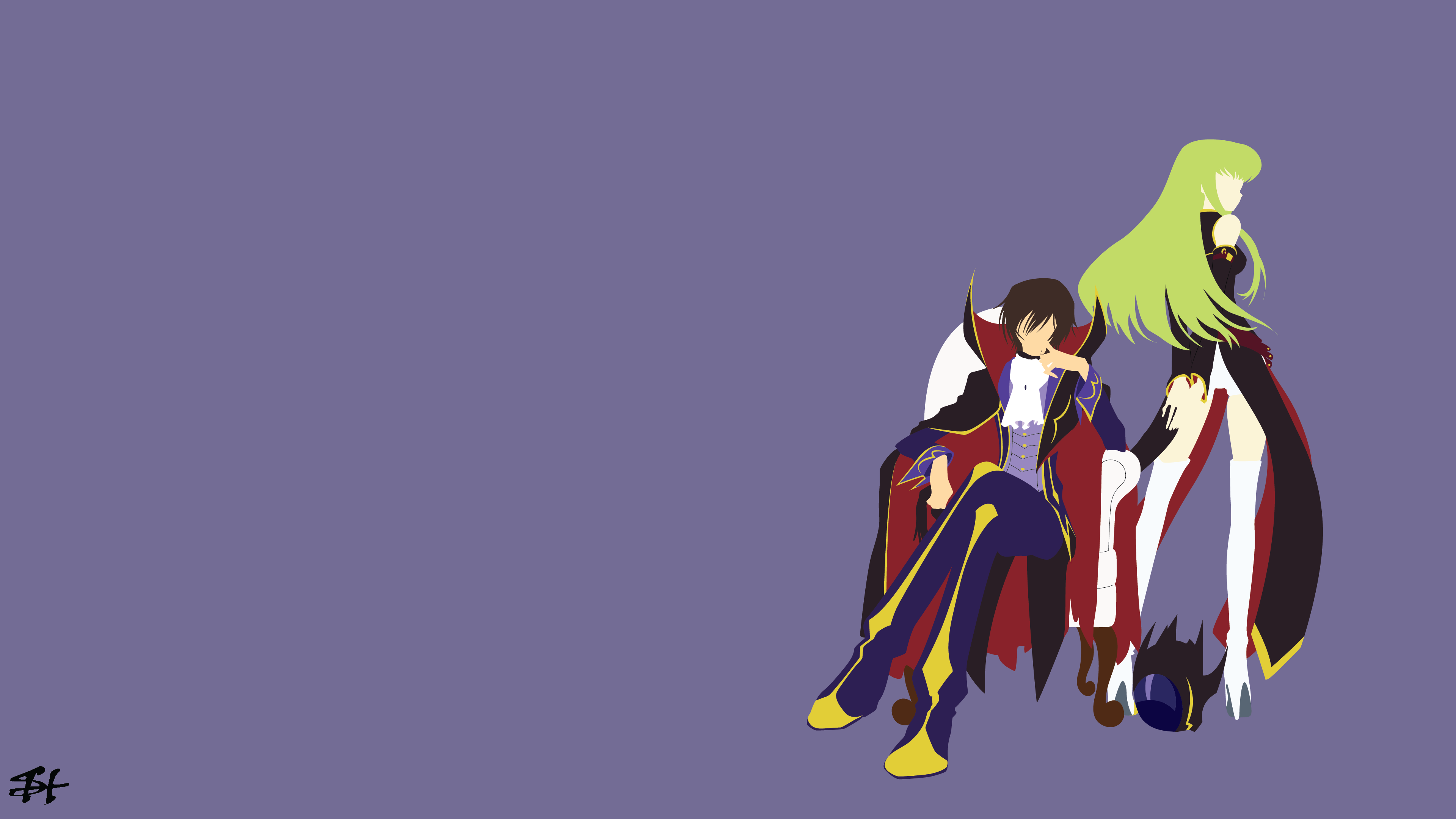 Slezzy7 Code Geass Lamperouge Lelouch C C Minimalism Simple Background Anime Girls Anime Boys 3840x2160