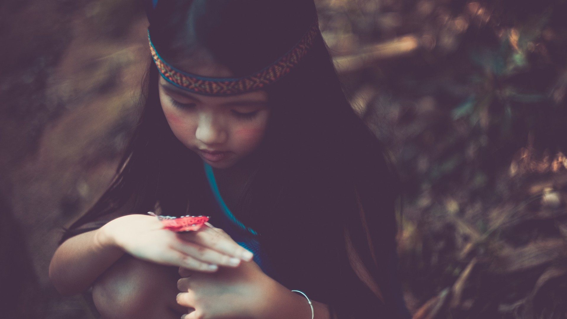 Children Headband Outdoors Dark Hair Focused 1920x1080