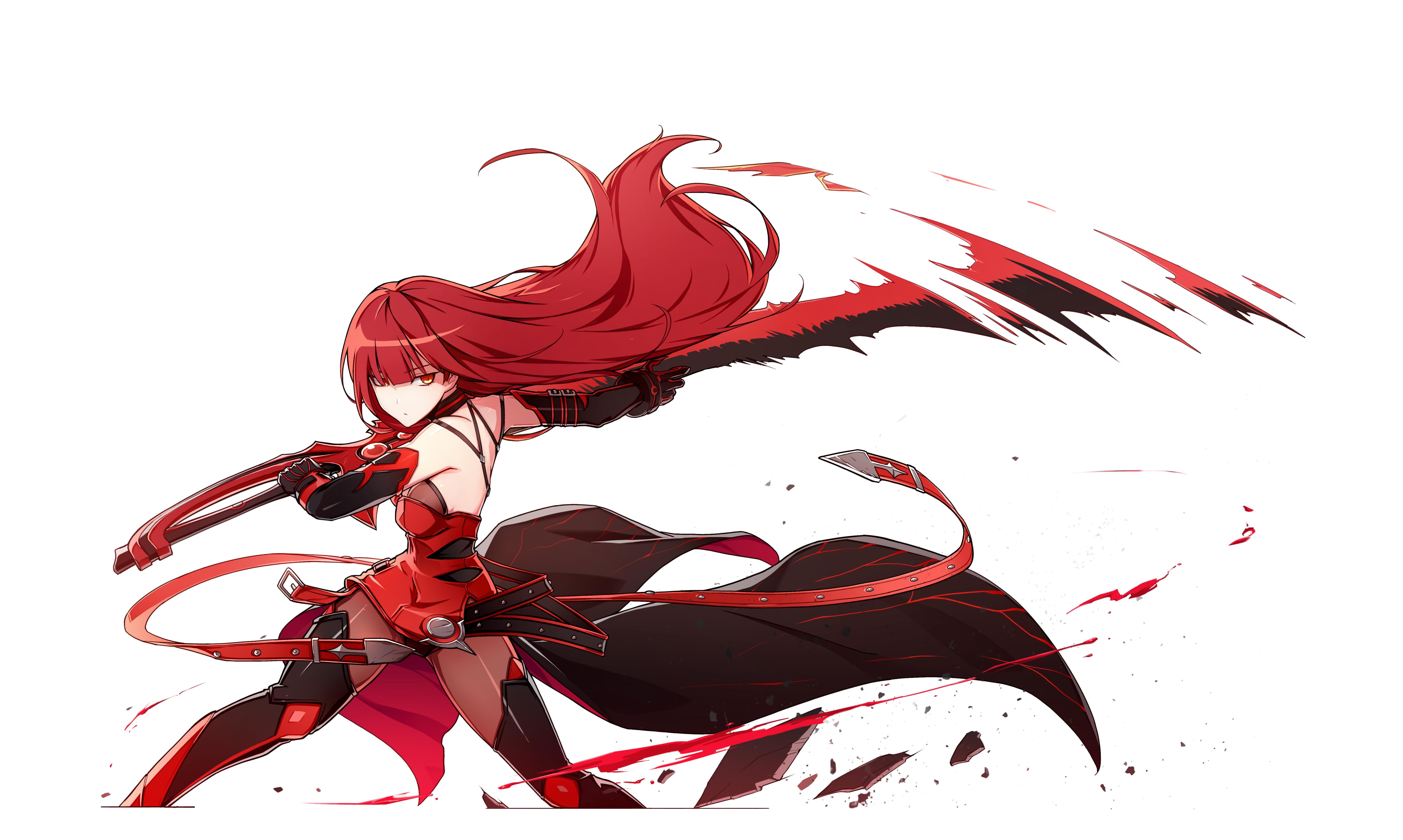 Crimson Avenger Elsword Anime Girls Sword Weapon 6340x3795