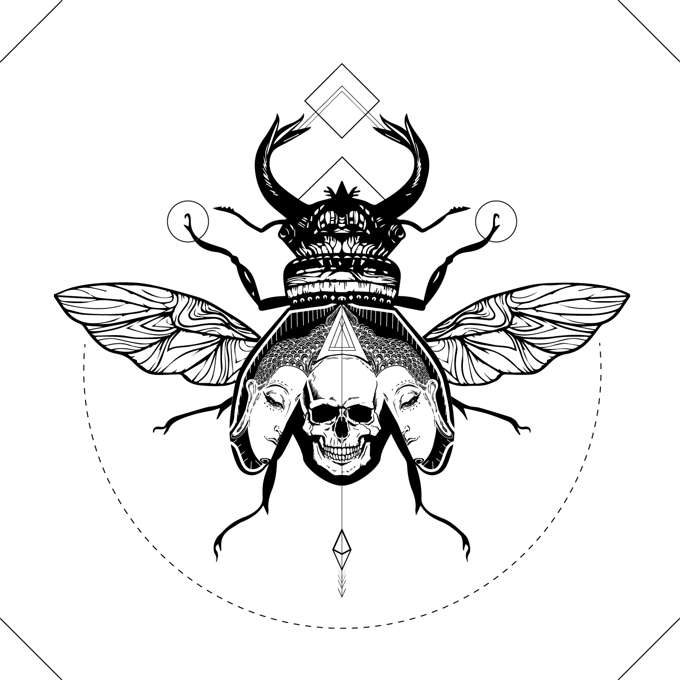 Skull Illustration Bug 1400x1400