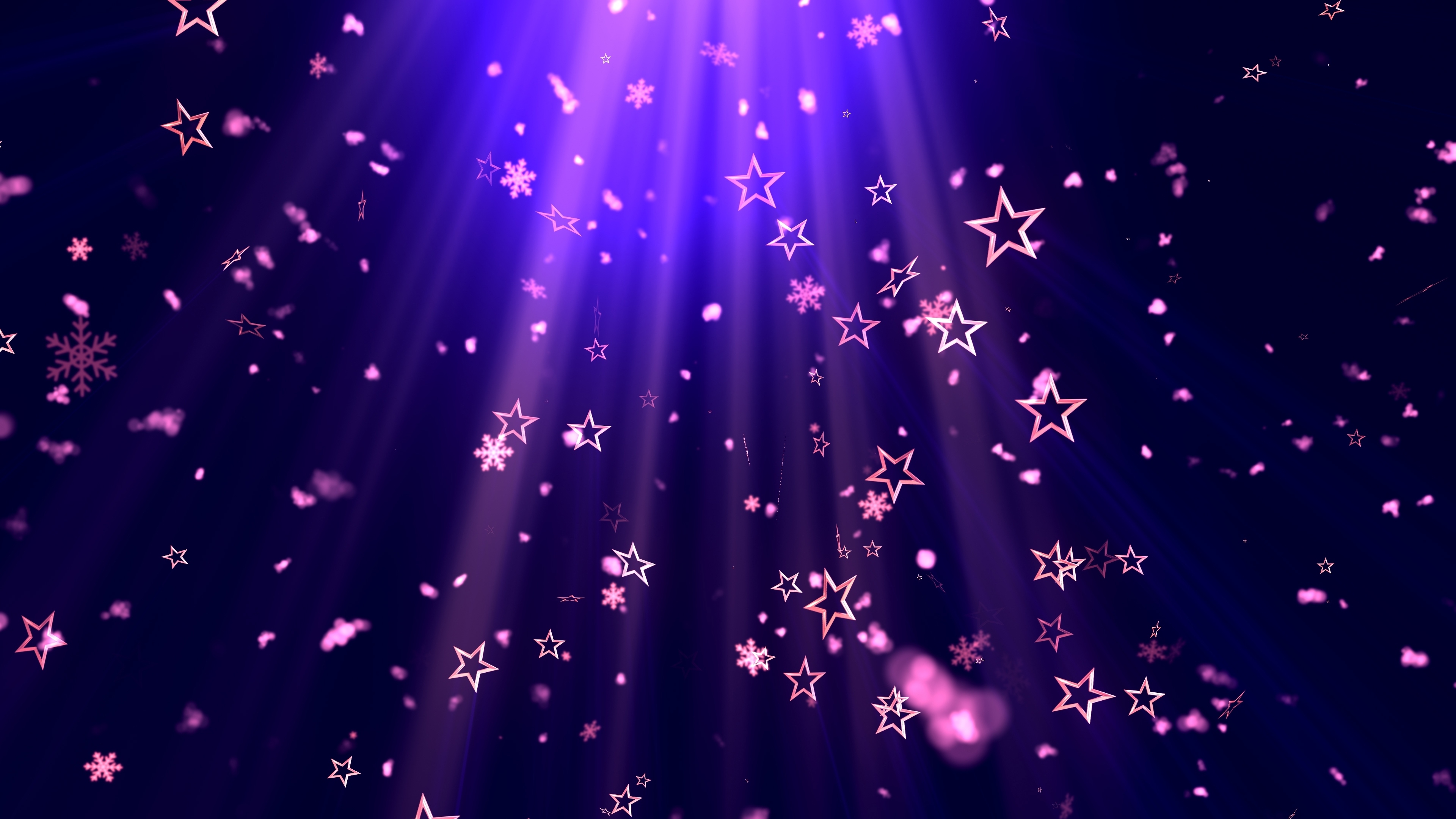 4K Abstract Stars Snow Flakes Purple Background 3840x2160