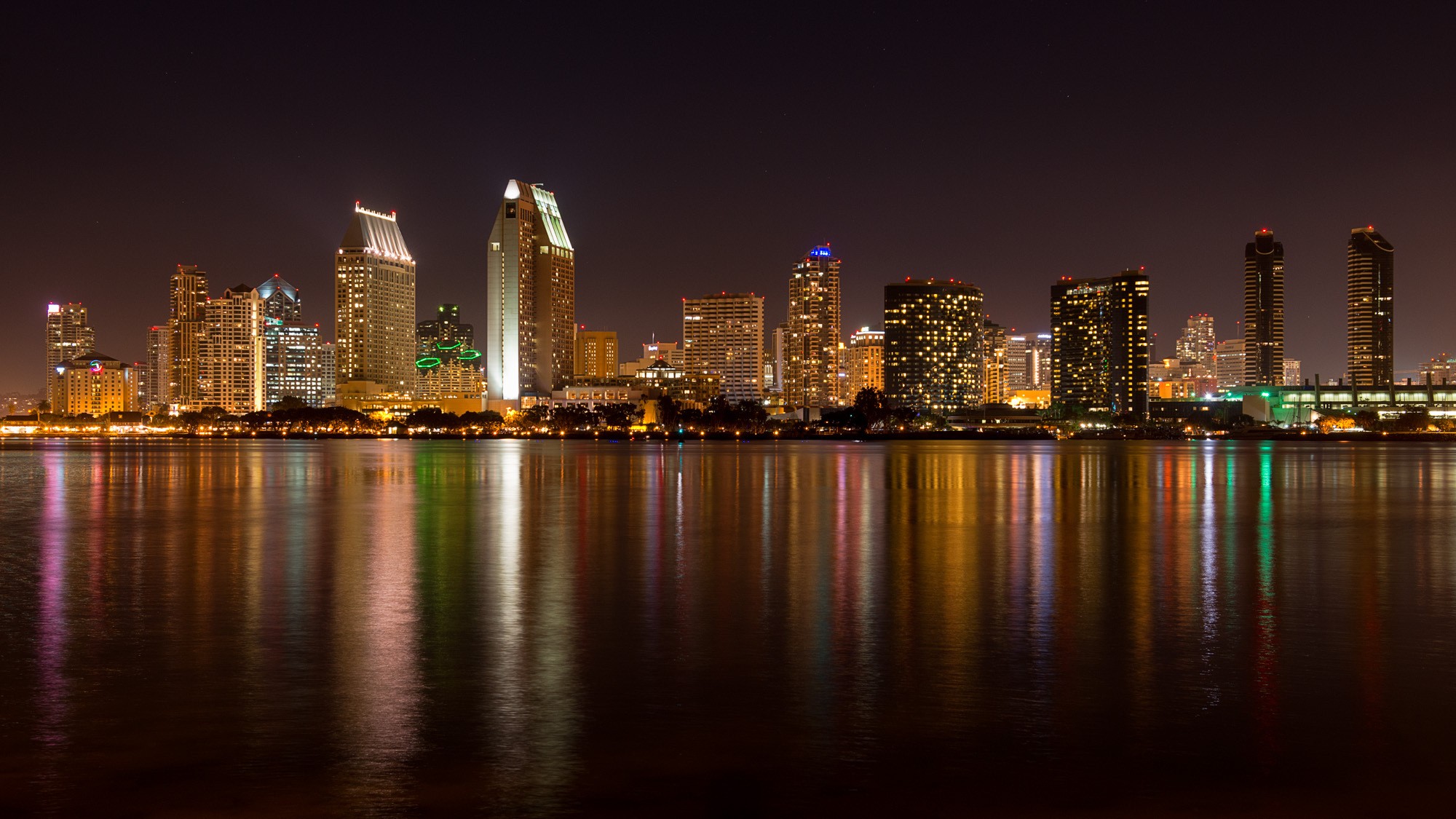 City Cityscape City Lights San Diego Night 2000x1125