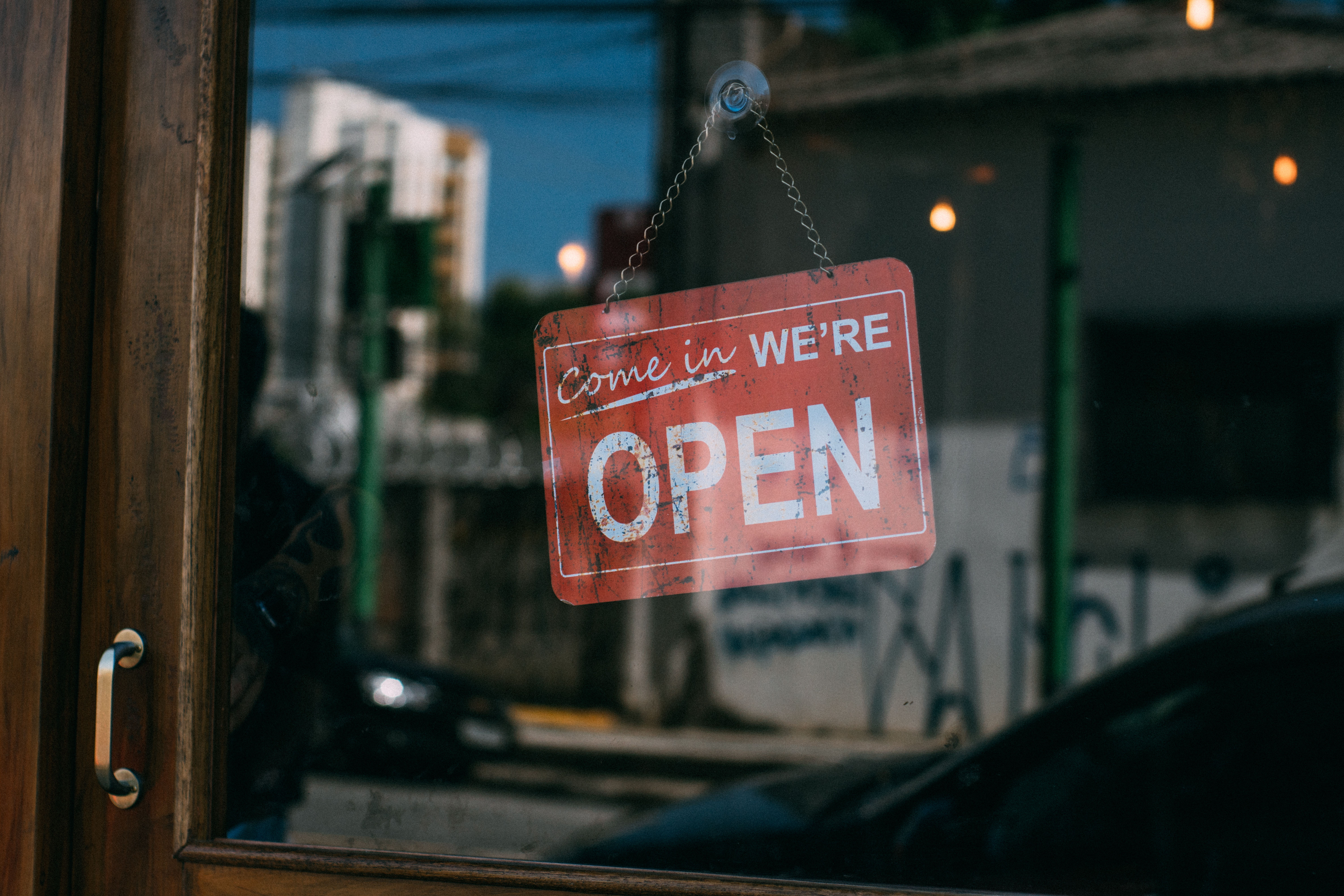 Open Sign Door Doorways Window Reflection Street Art 6000x4000